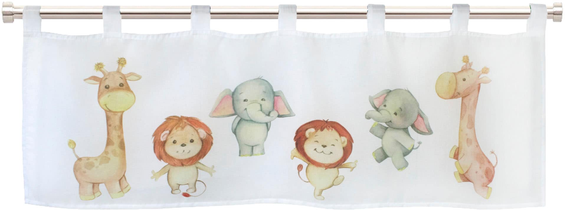Image of Delindo Lifestyle Scheibengardine "Kinderzoo" Schlaufen 1 Stk. tlg. mit Schlaufenaufhängung für die Küche