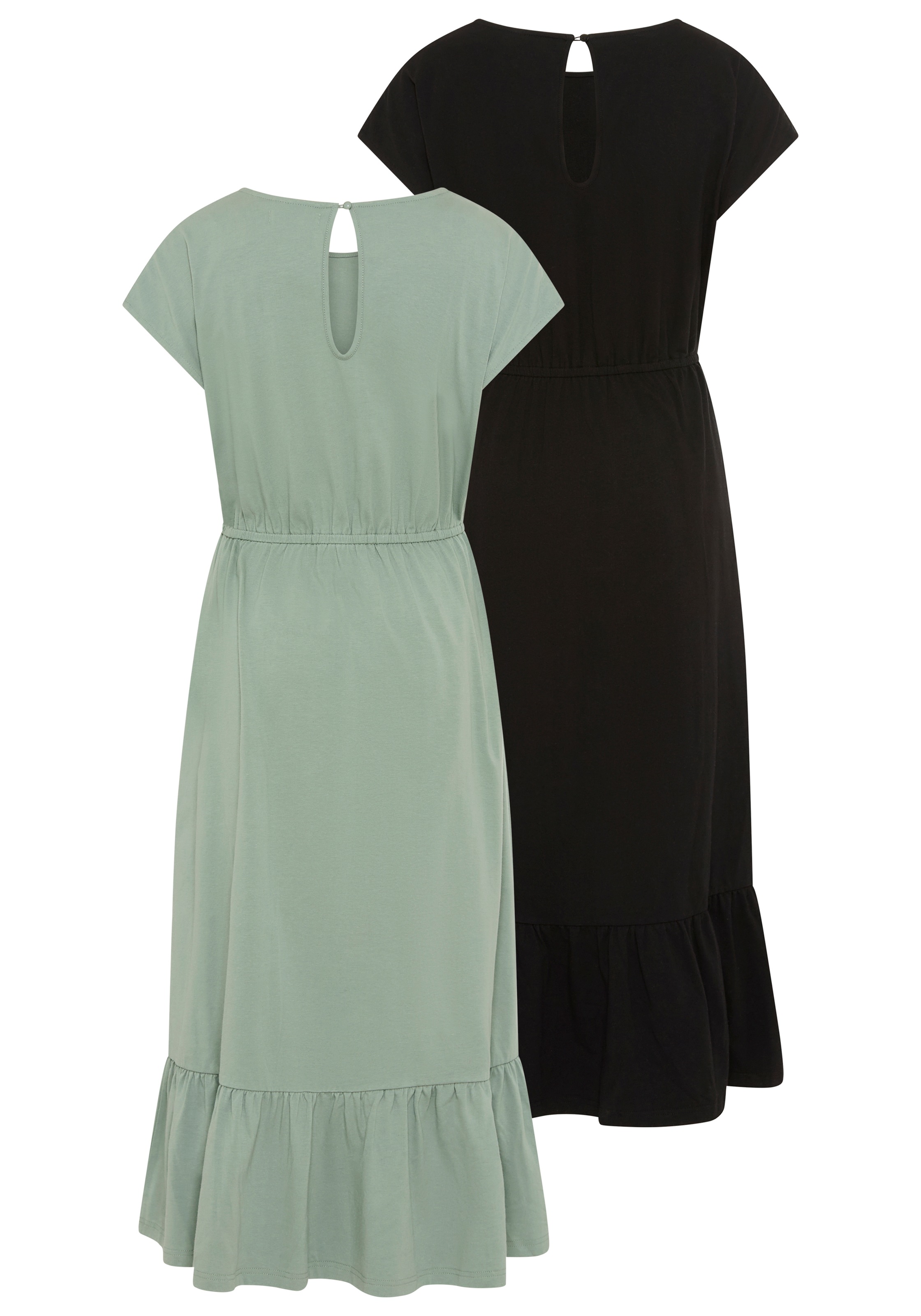 Neun Monate Robe de maternité »2er Pack Umstandskleider« Packung, 2, 2 pièces tlg. modischer Stil, für Schwangerschaft, aus Jersey, Kurzarm