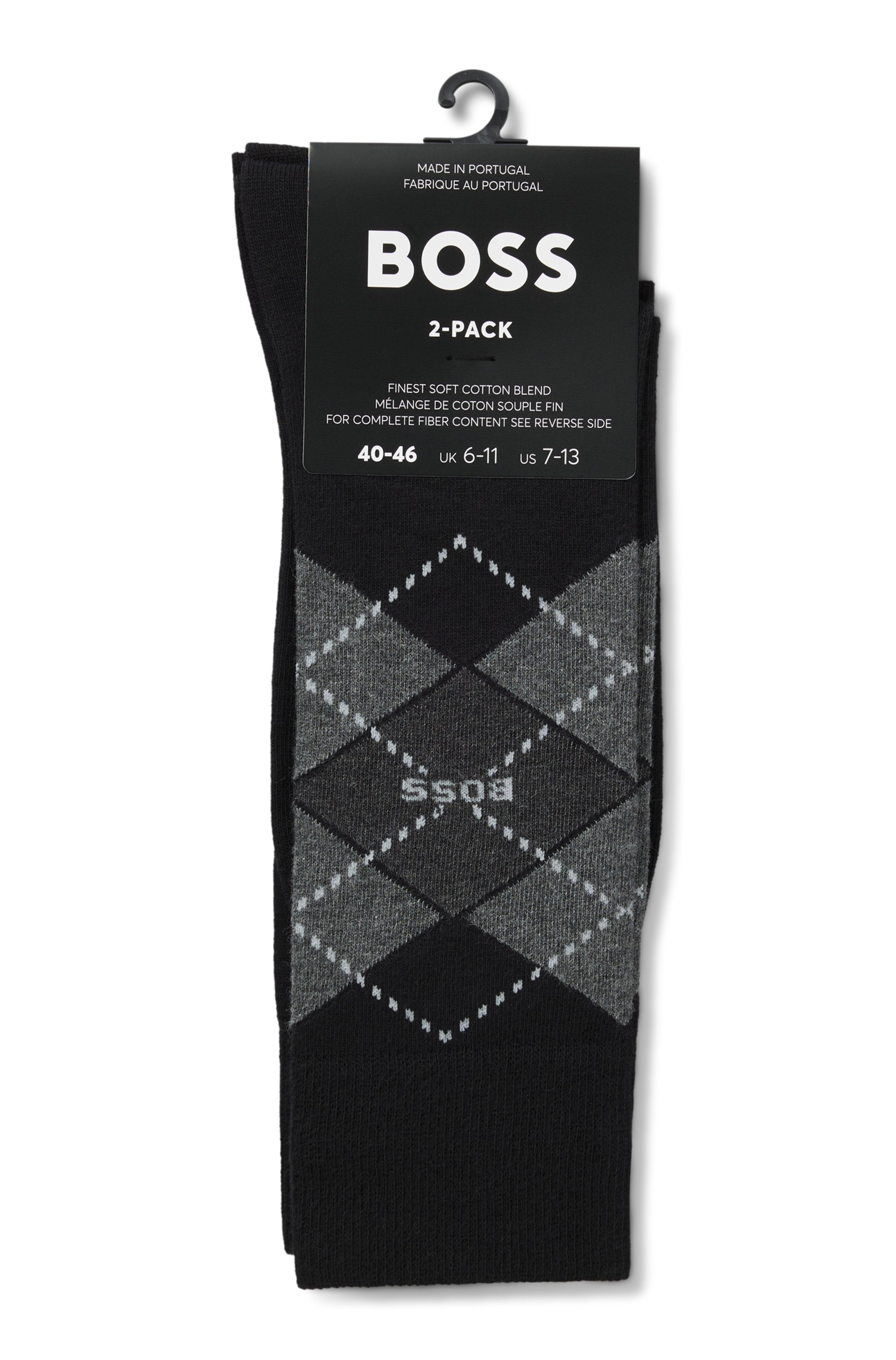 BOSS Chaussettes »2P RS Argyle CC« Packung, 2er Pack, 2 Couple tlg. mit BOSS Schriftzug