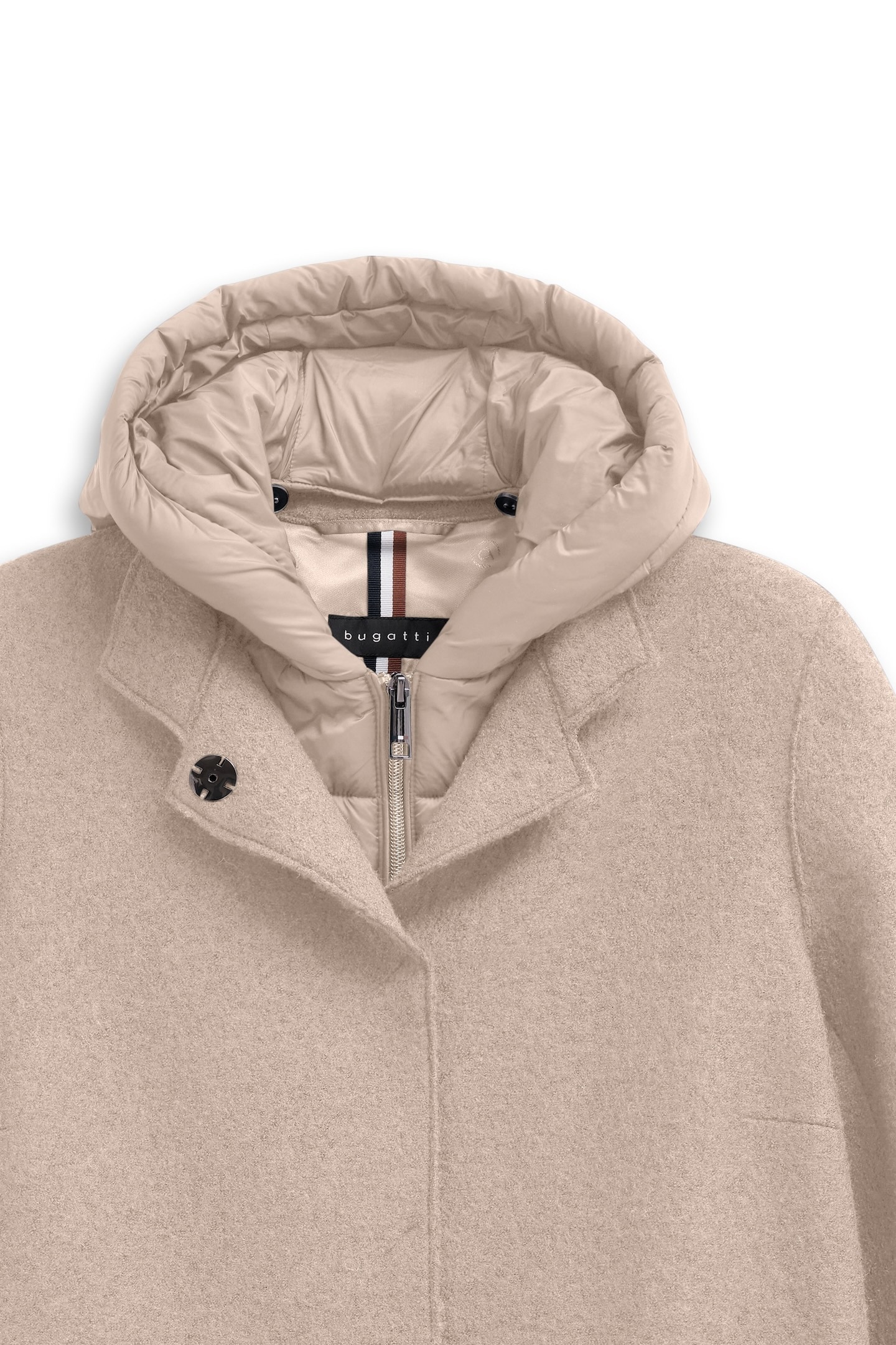 bugatti Wollmantel »Modern Fit« mit Kapuze & herausnehmbarer Weste