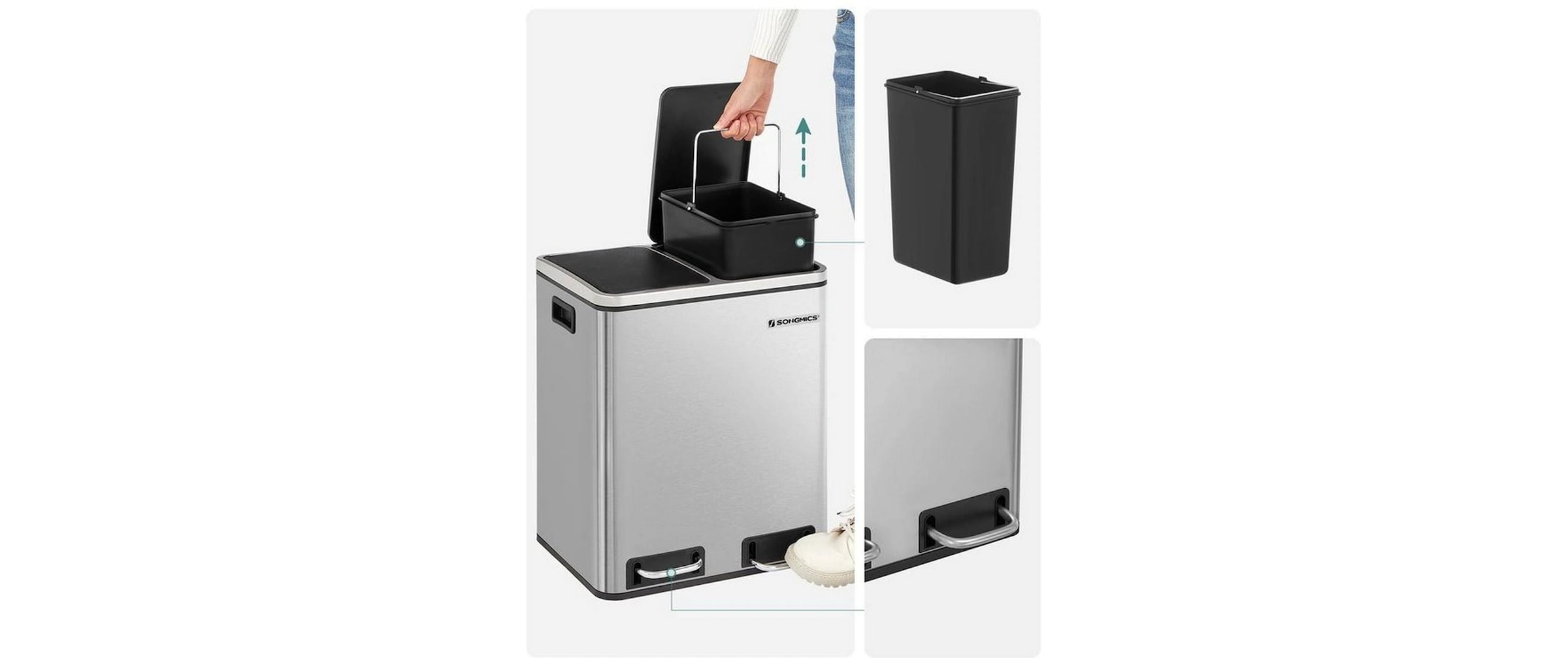 SONGMICS Mülleimer »30 l«, 2 Behälter