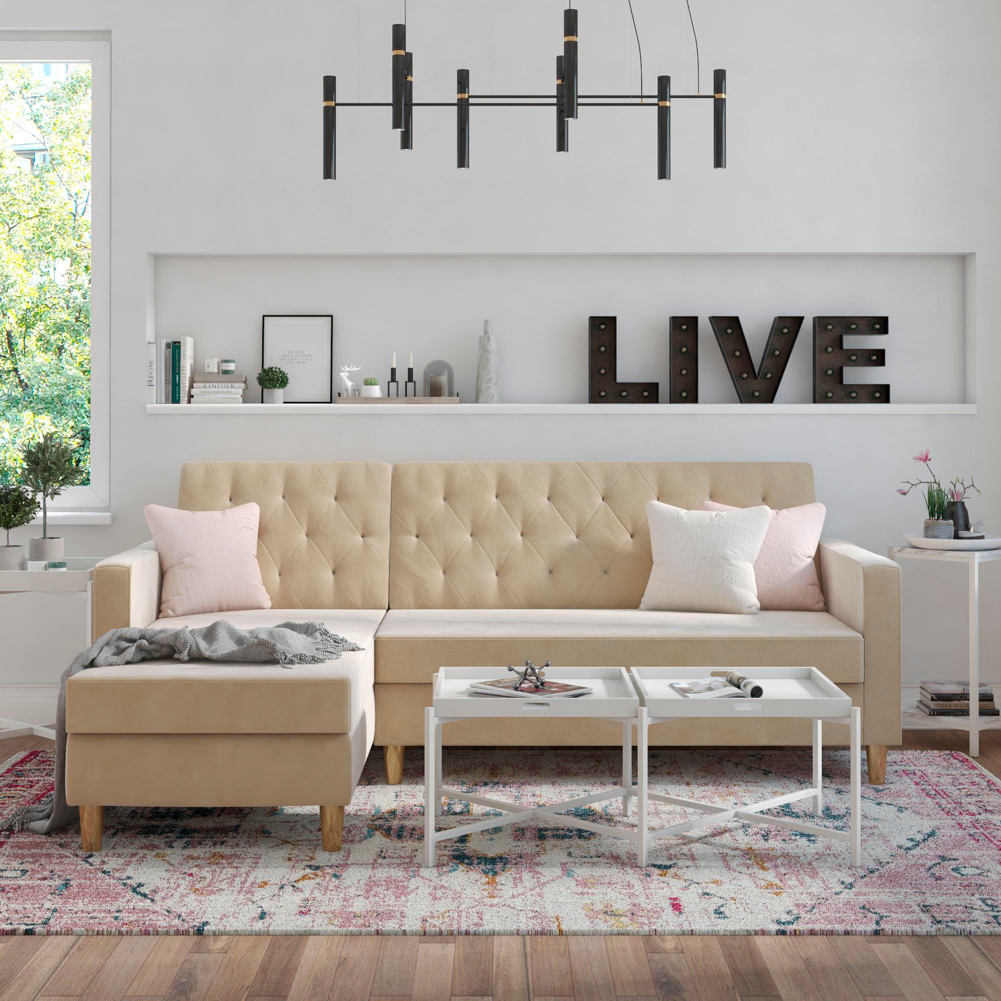 CosmoLiving by Cosmopolitan Ecksofa »Liberty, L-Form,« mit Schlafffunktion, Recamiere beidseitig montierbar, Sitzhöhe 43 cm