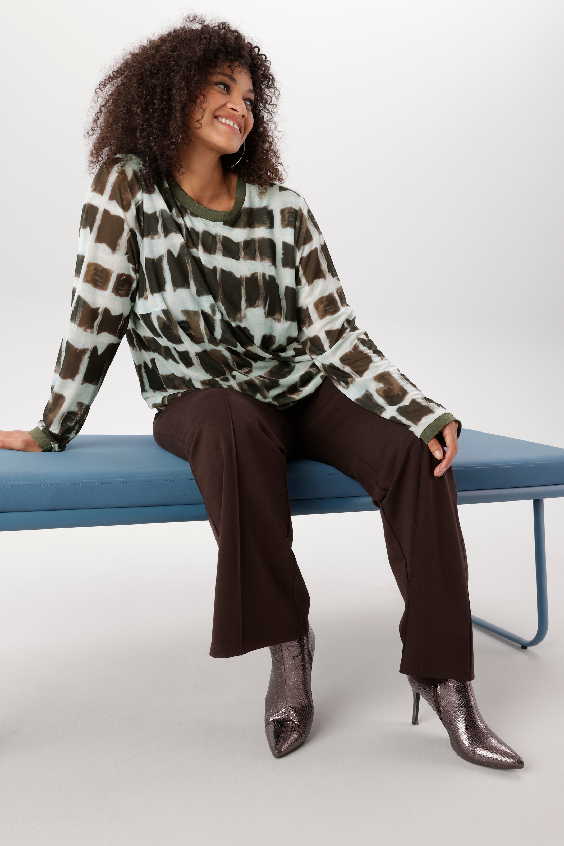Aniston PLUS T-shirt à manches longues en maille mesh fluide - NOUVELLE COLLECTION