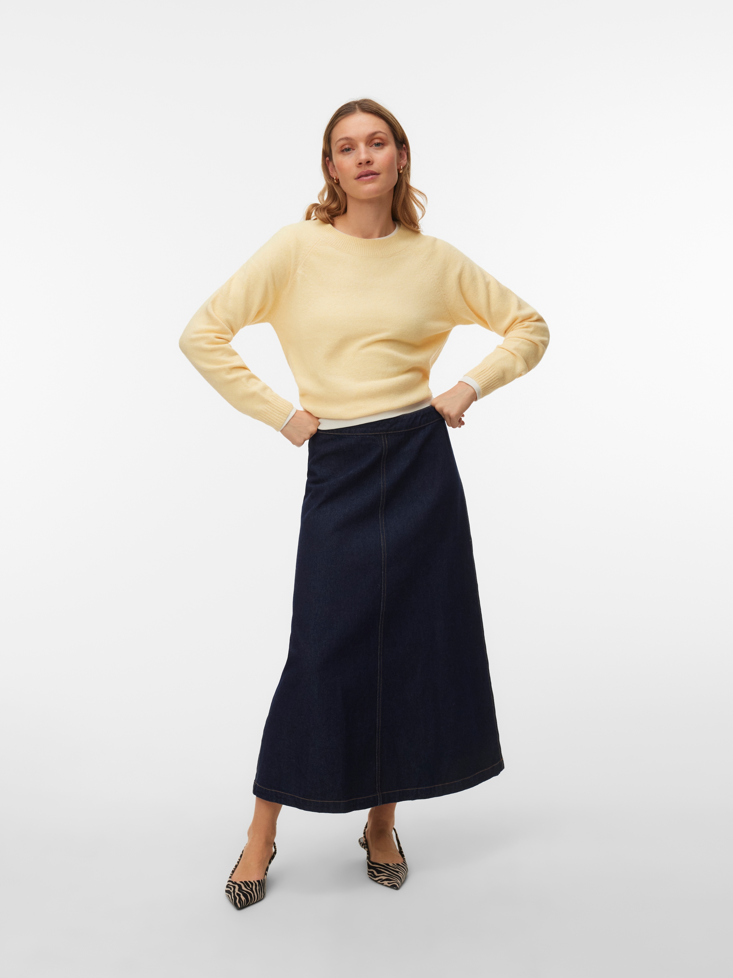 Vero Moda »VMDOFFY LS O-NECK BLOUSE GA NOOS« Materialmix, regular fit