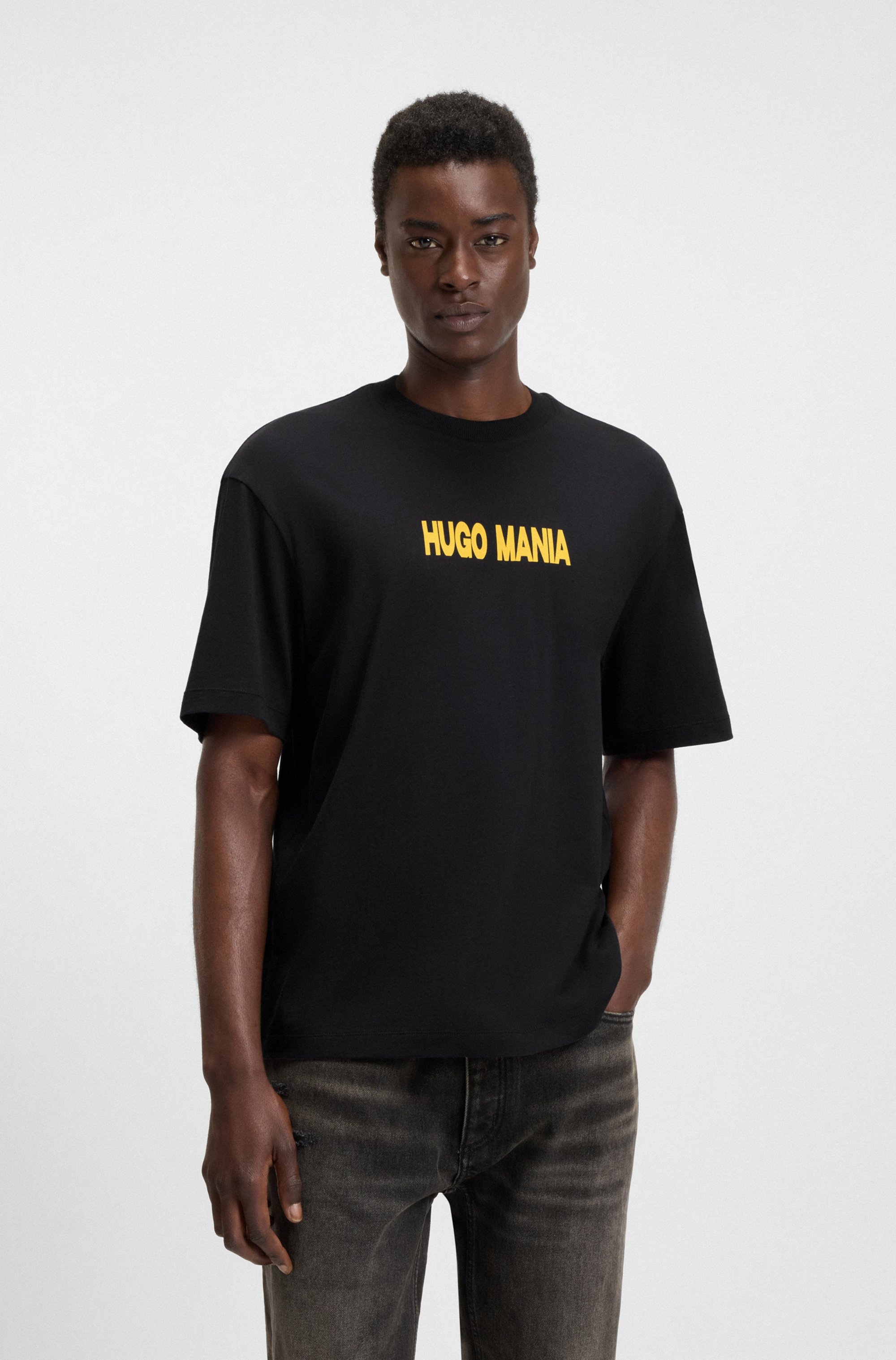 Image of HUGO T-Shirt "Nedix" Rundhalsausschnitt, Regular Fit, Brust- und Rückendruck