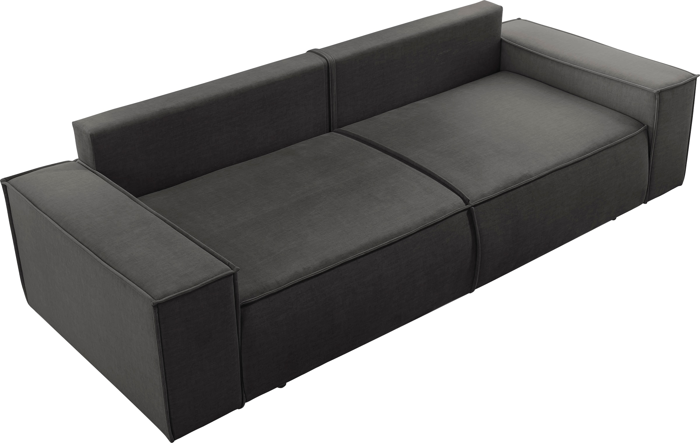 Home affaire 3-Sitzer »SHERWOOD Schlafsofa (257cm) Cord, Samtvelours, Vintage-Lederoptik«, Schlaffunktion mit Bettkasten (ca. 136/200cm)