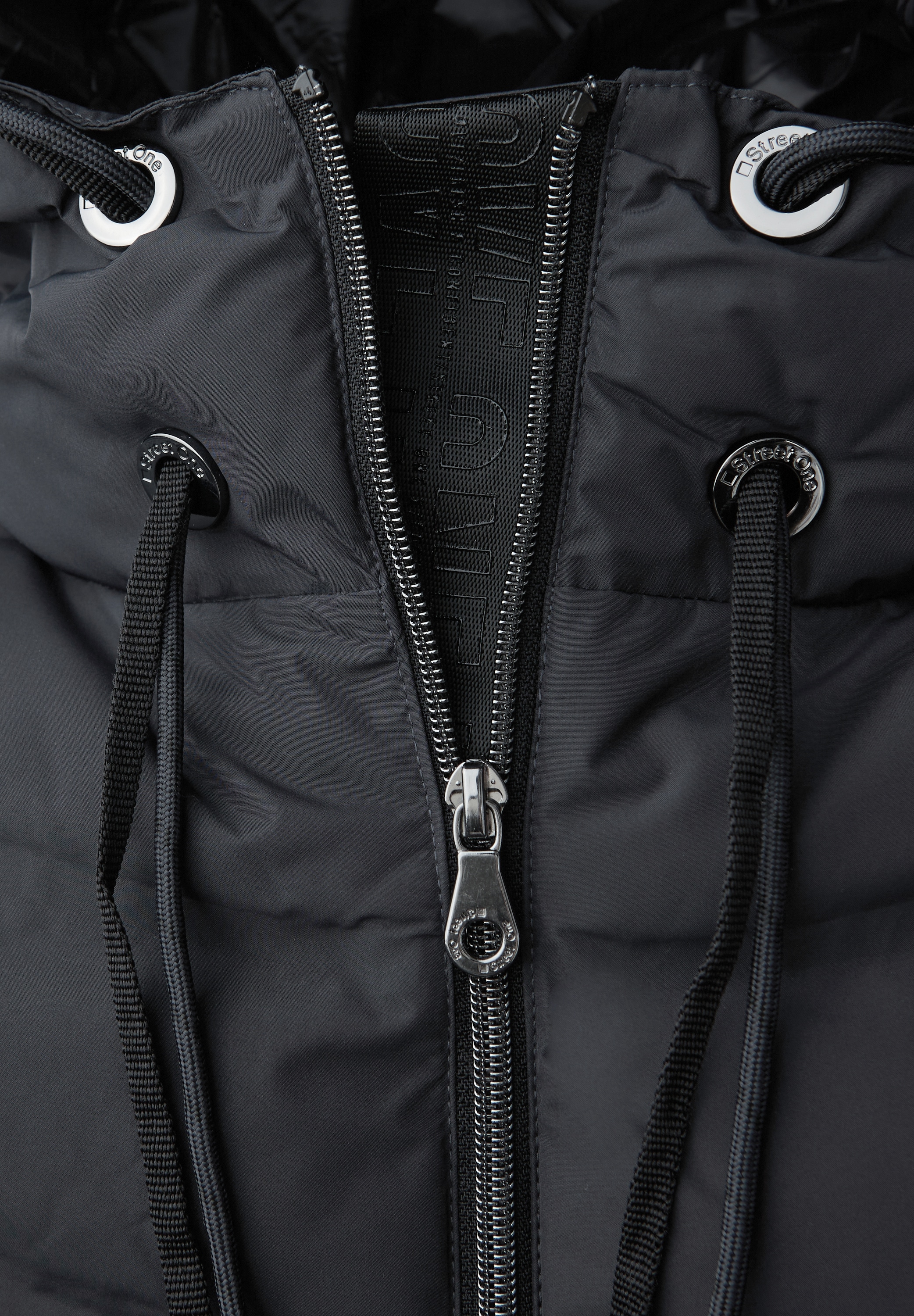 STREET ONE Steppjacke mit Kapuze Damenmantel mit Kapuze und geklebten Nähten