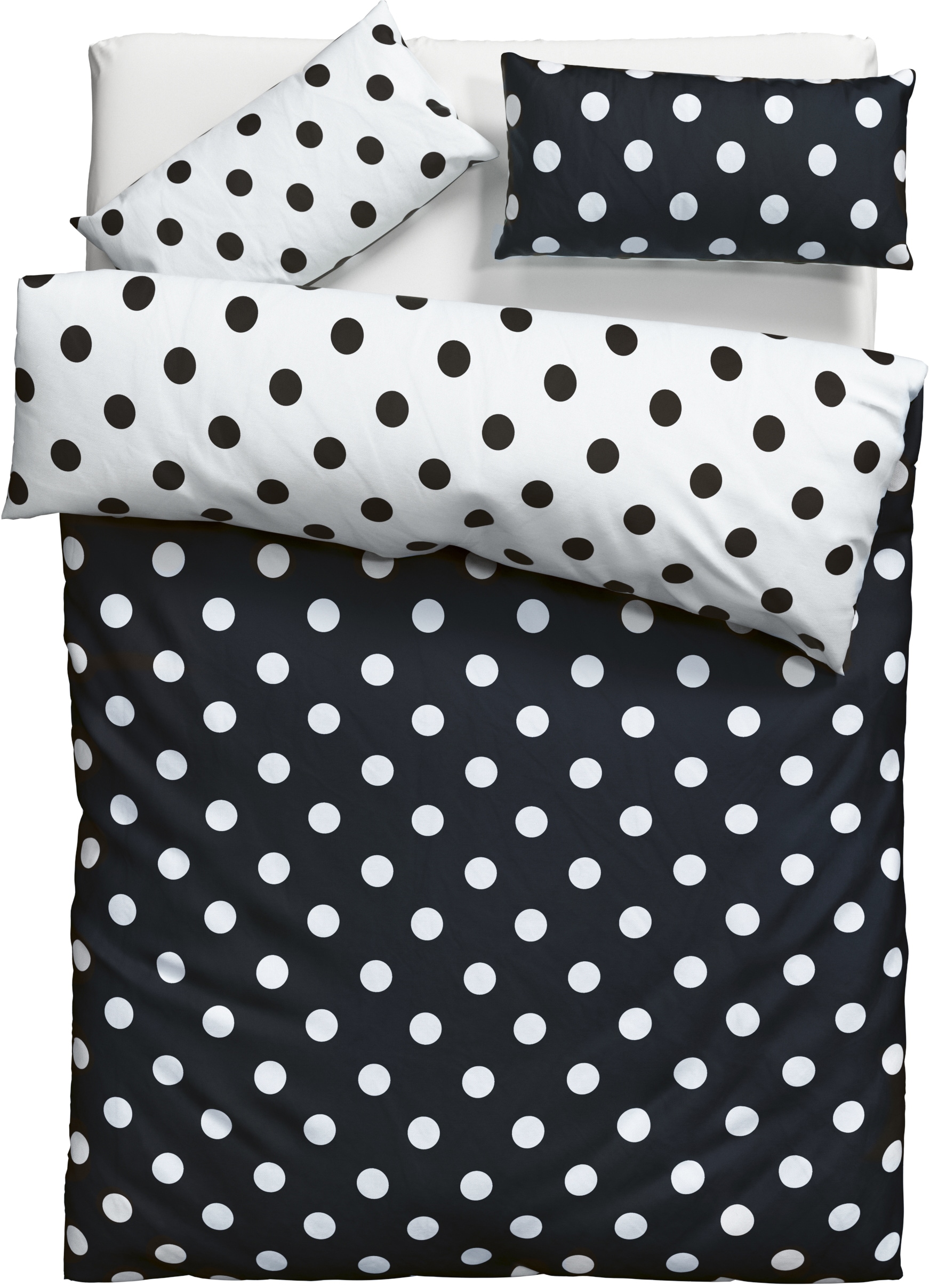 my home Linge de lit réversible »Dots« 2 cuis tlg. ab Grösse 135x200 cm, aus recyceltem Material, Bettwäsche mit Punkten