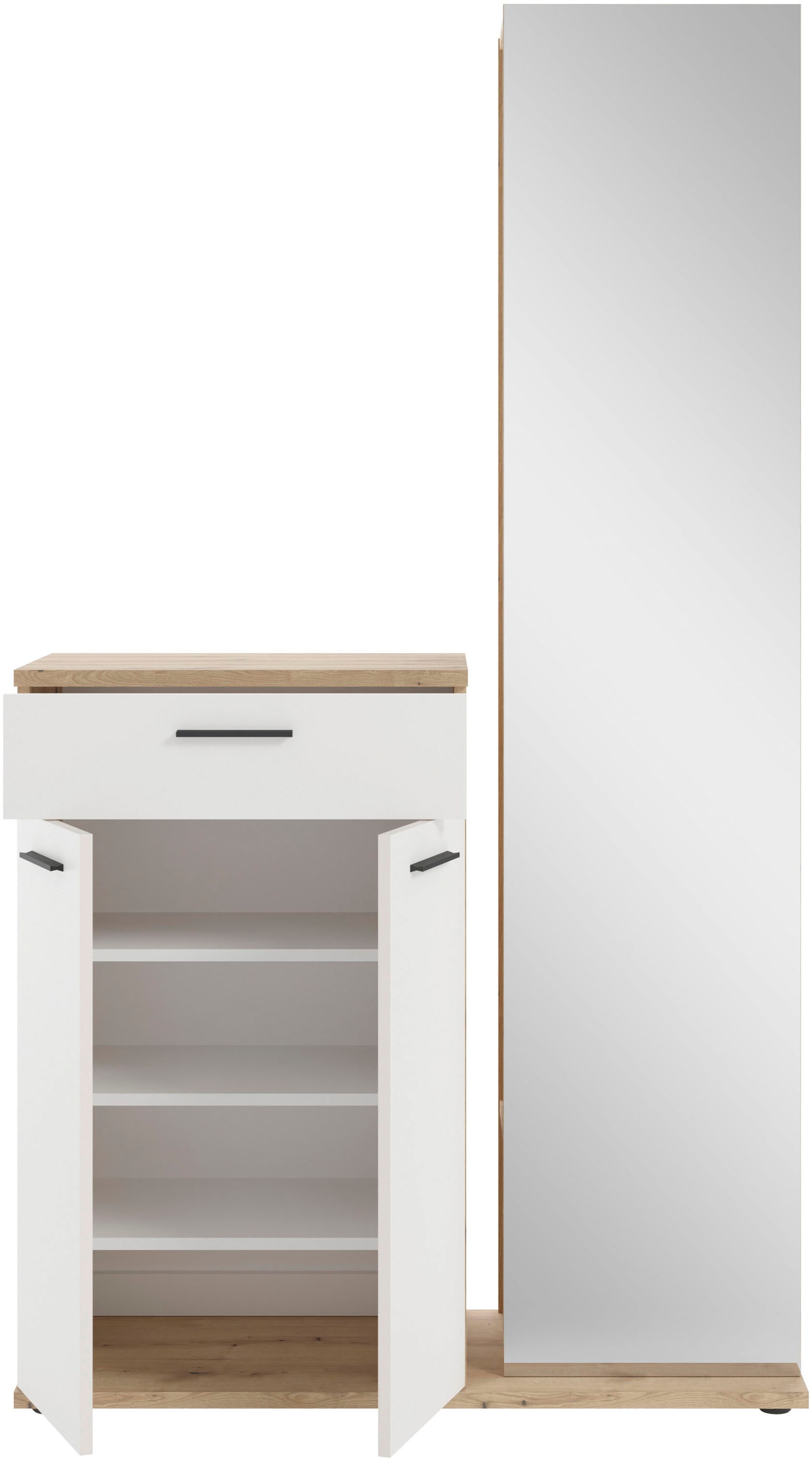 HBZ Garderoben-Set »Kompaktgarderobe, BxHxT 105x188x38 cm mit Spiegel«, (2 St.), Breite 105cm, Softclose, Melaminbeschichtet