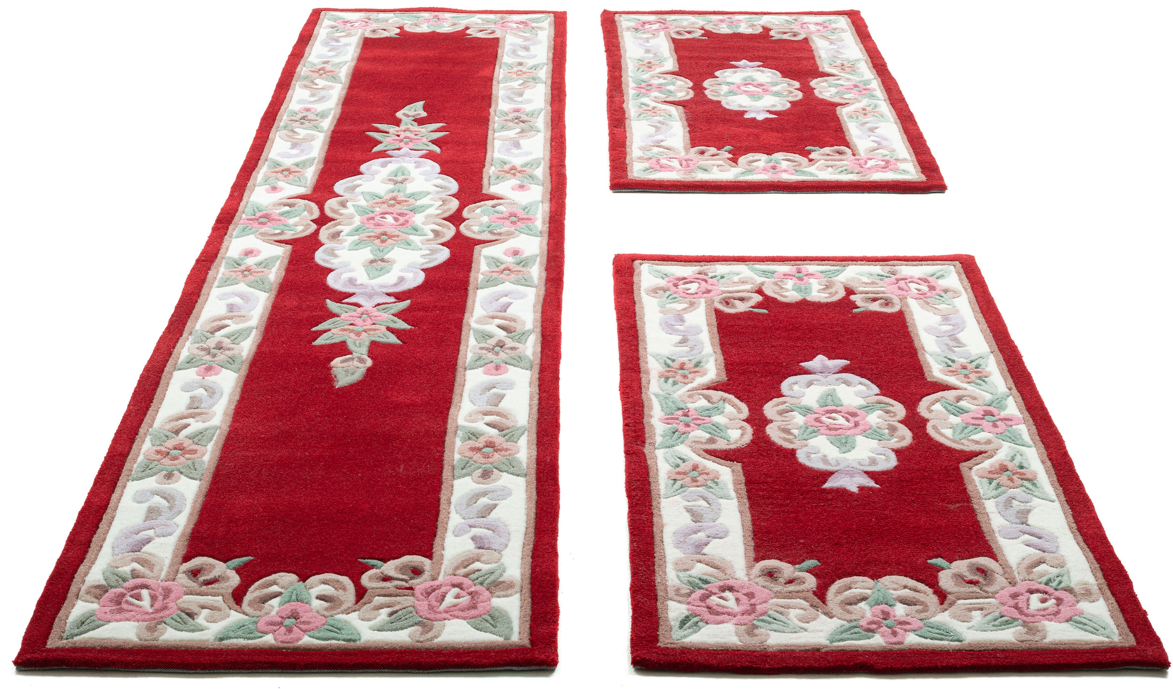 Image of THEKO Bettumrandung "Ming" Höhe 14 mm 3 Stk. tlg. Bettvorleger, Läufer-Set, Pastell-Farben, florales Design