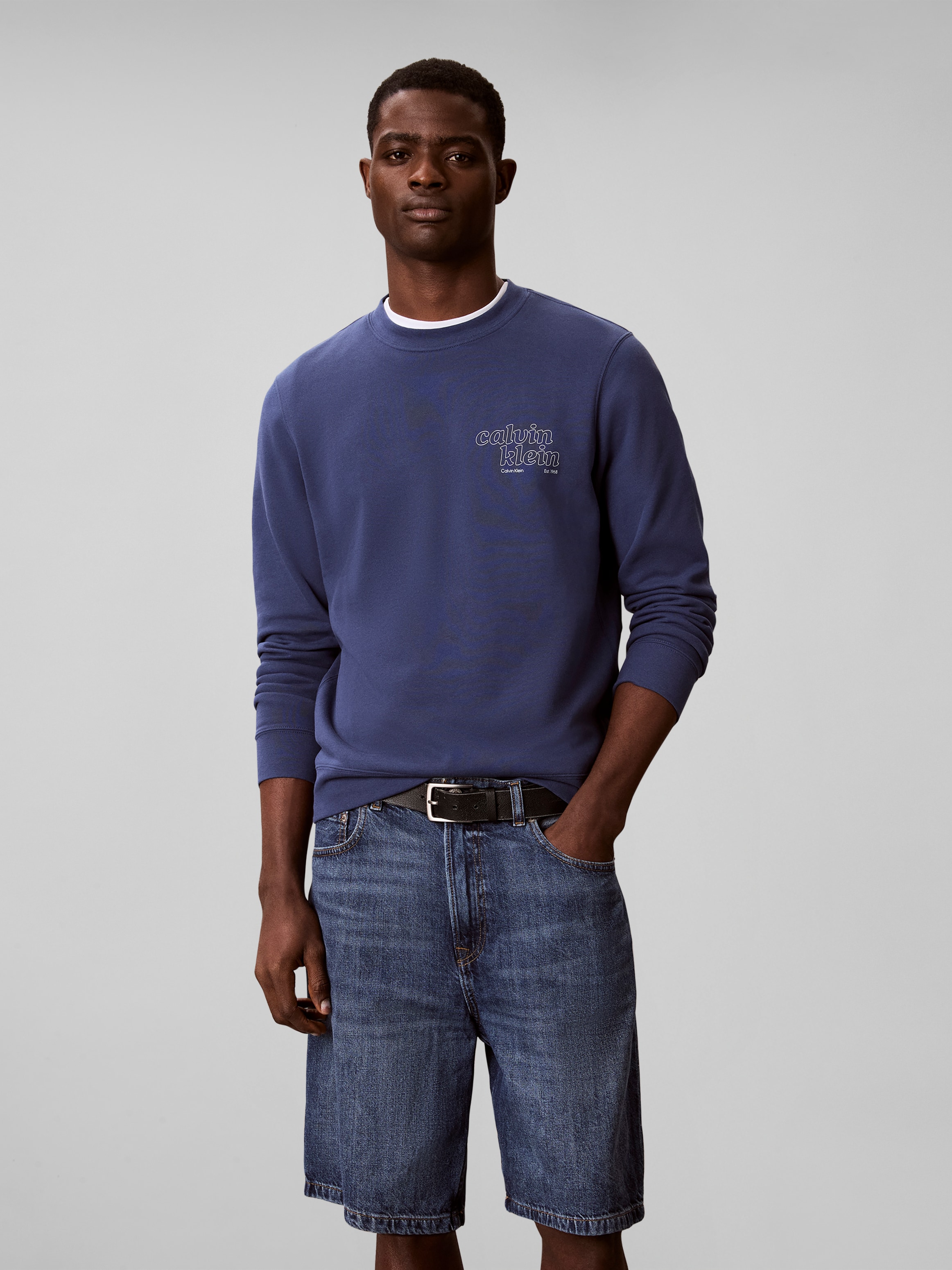 Calvin Klein Jeans Sweat-shirt , Rundhalsausschnitt, Brustdruck, reine Baumwolle
