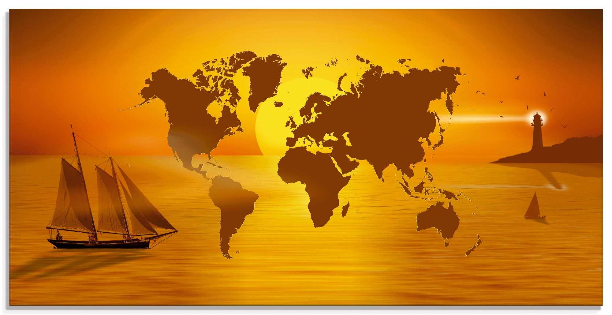 Image of Artland Glasbild »Weltumsegelung«, Landkarten, (1 St.) bei Ackermann Versand Schweiz
