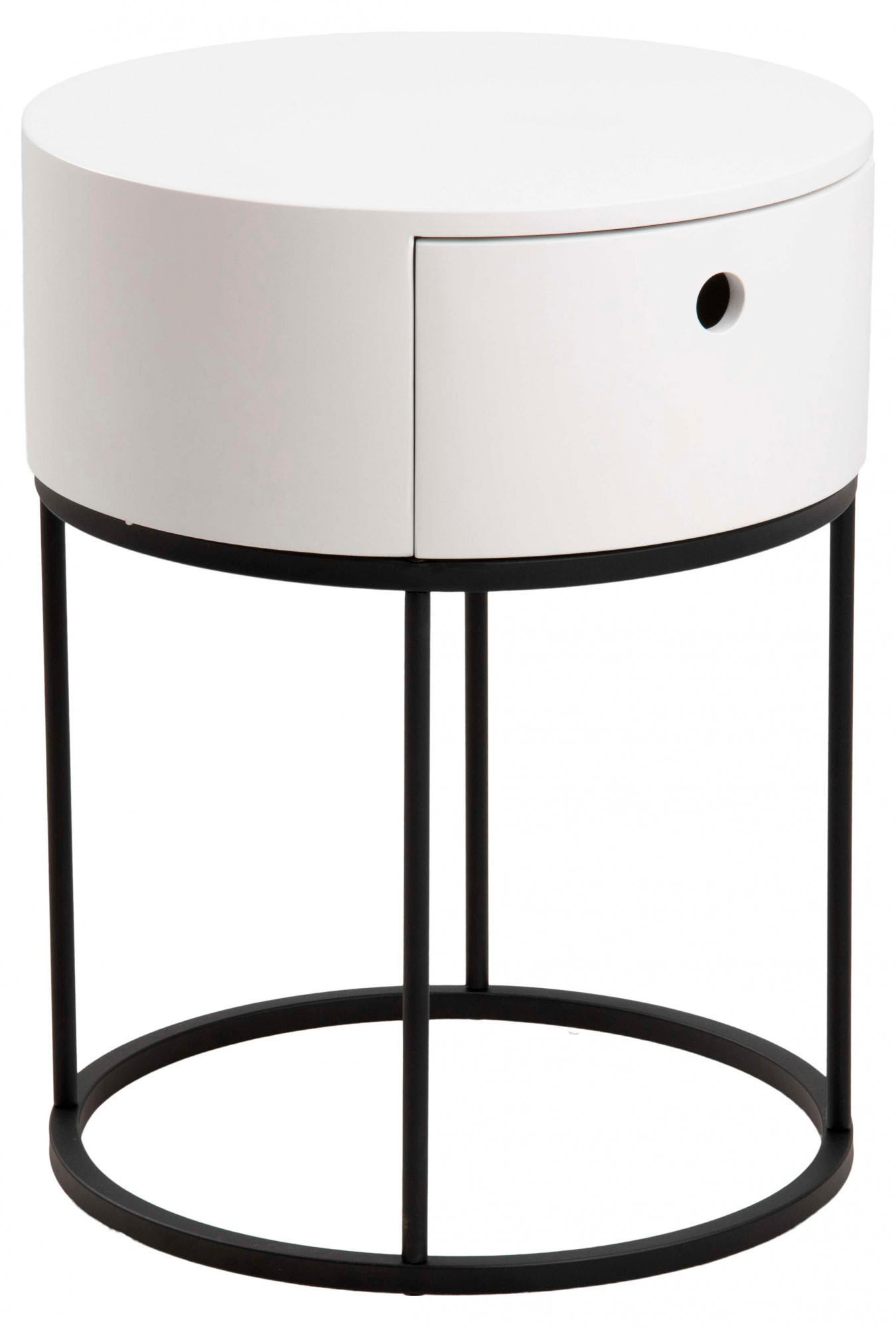 Image of ACTONA GROUP Nachttisch "Polo" 1 Stk. tlg. Nachttisch in Weiss oder Schwarz, rund, Ø 40 cm, mit 1 Schublade