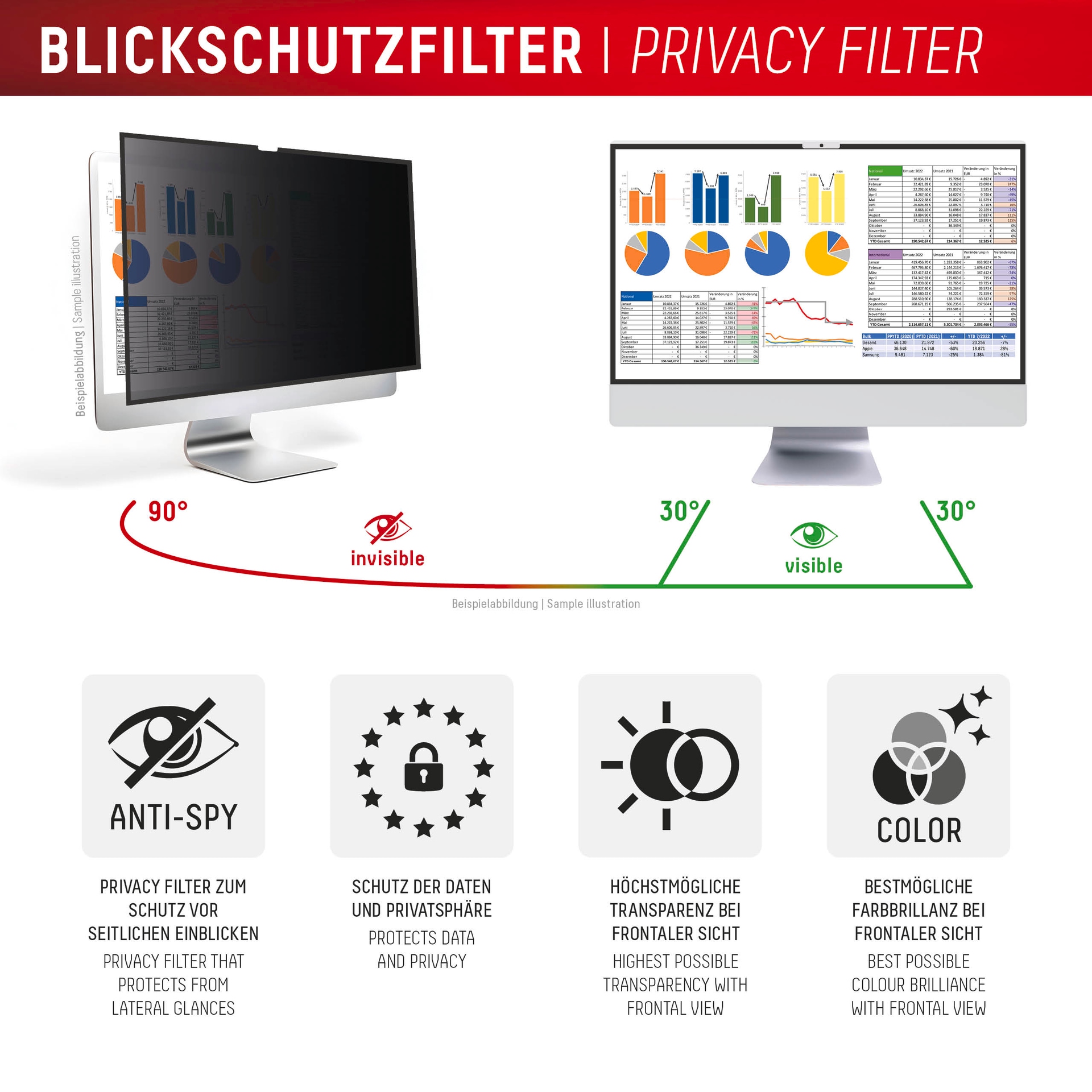 Displex Displayschutzfolie »Privacy Safe Blickschutzfilter« für Apple iMac 24 M1;Apple iMac 24 M3;Apple iMac 24 M4 Blickschutzfolie, Schutzfolie, Bildschirmschutz, kratz- & stossfest