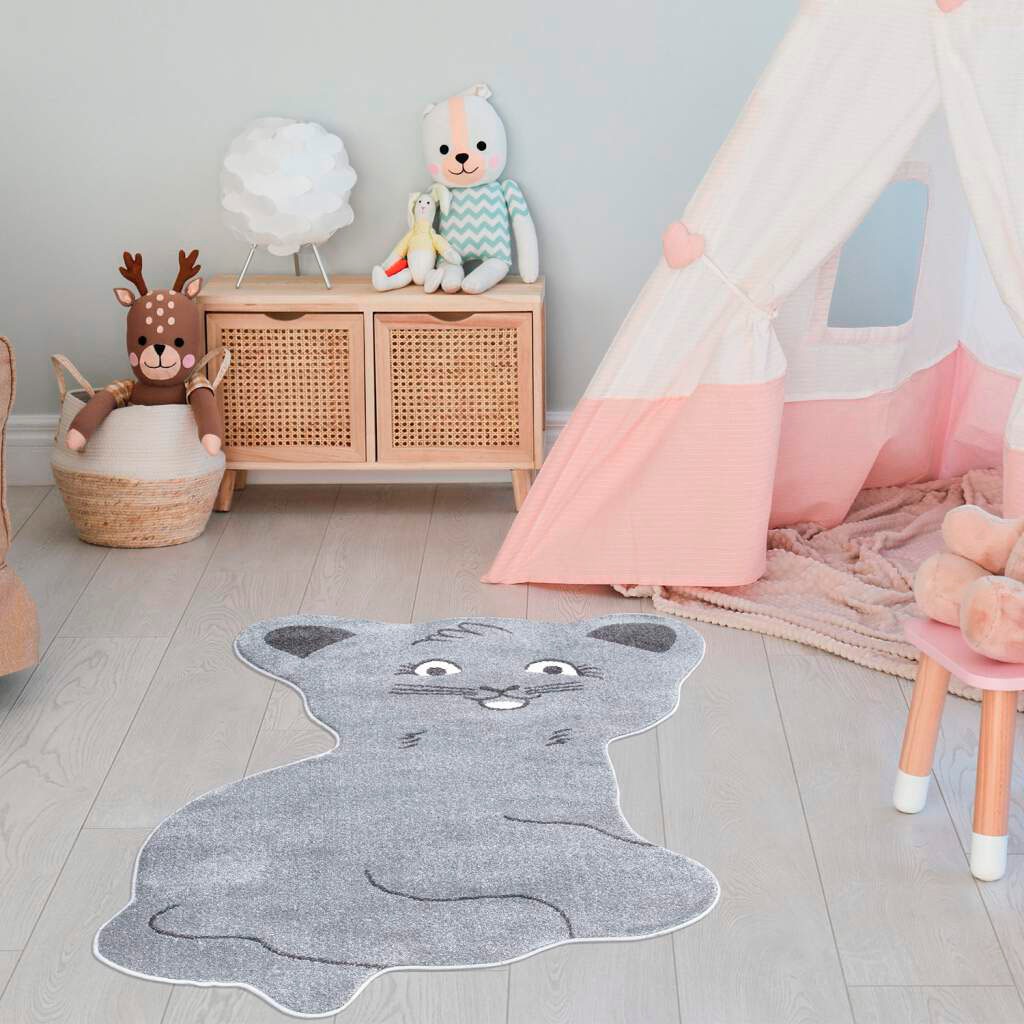 Image of Carpet City Kinderteppich "ANIME894" Motivform 11 mm Höhe Kinderzimmer Teppich Modern mit Mond, Blumen, Wolken, Creme, Multi
