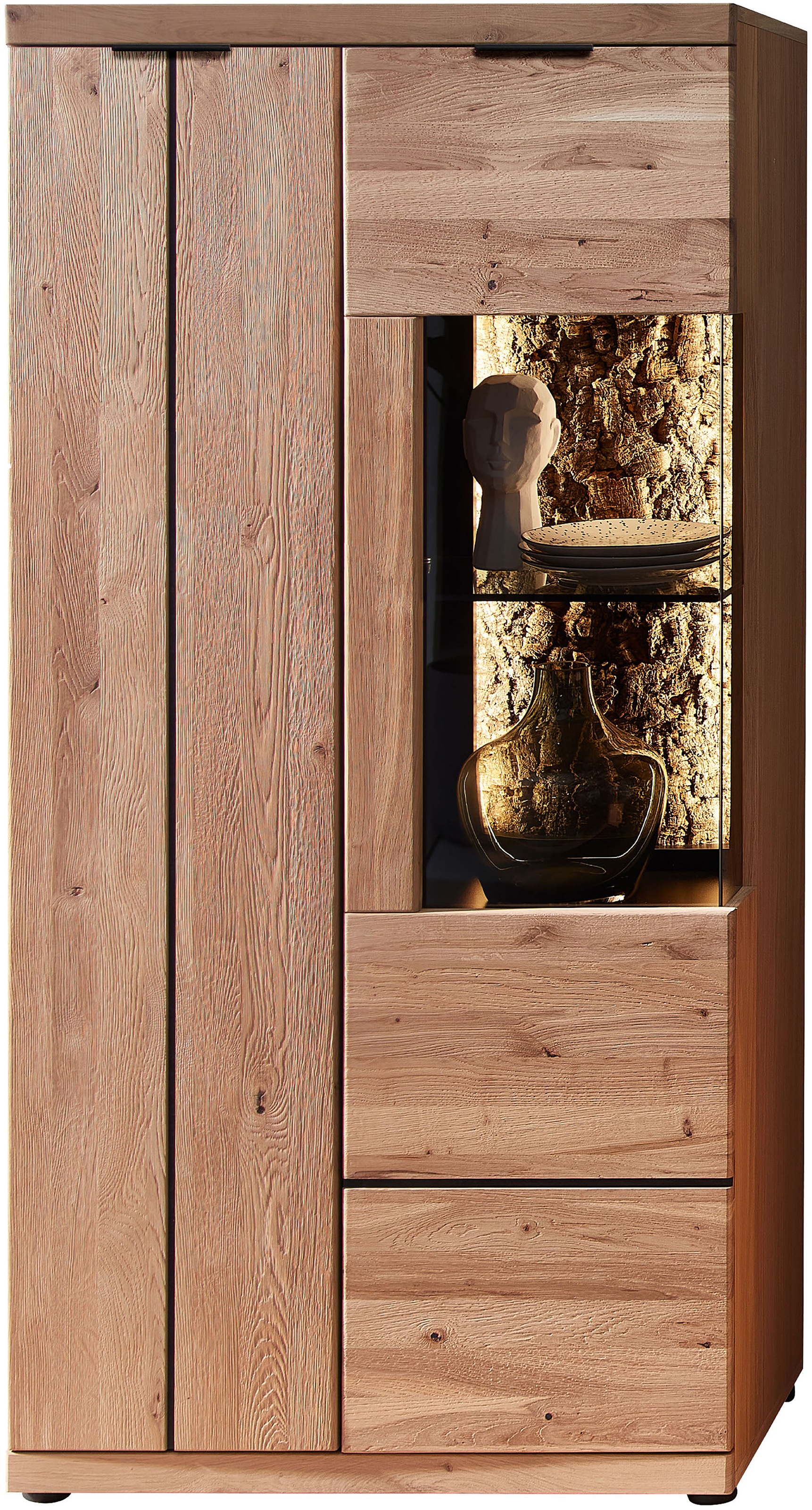 Image of Wohnconcept Vitrine "Donna Vitrine, 75x148x42 (BxHxT)" 1 Stk. tlg. Beleuchtung bestellbar, 2 türig, Softclose, Echtkork Absetzung