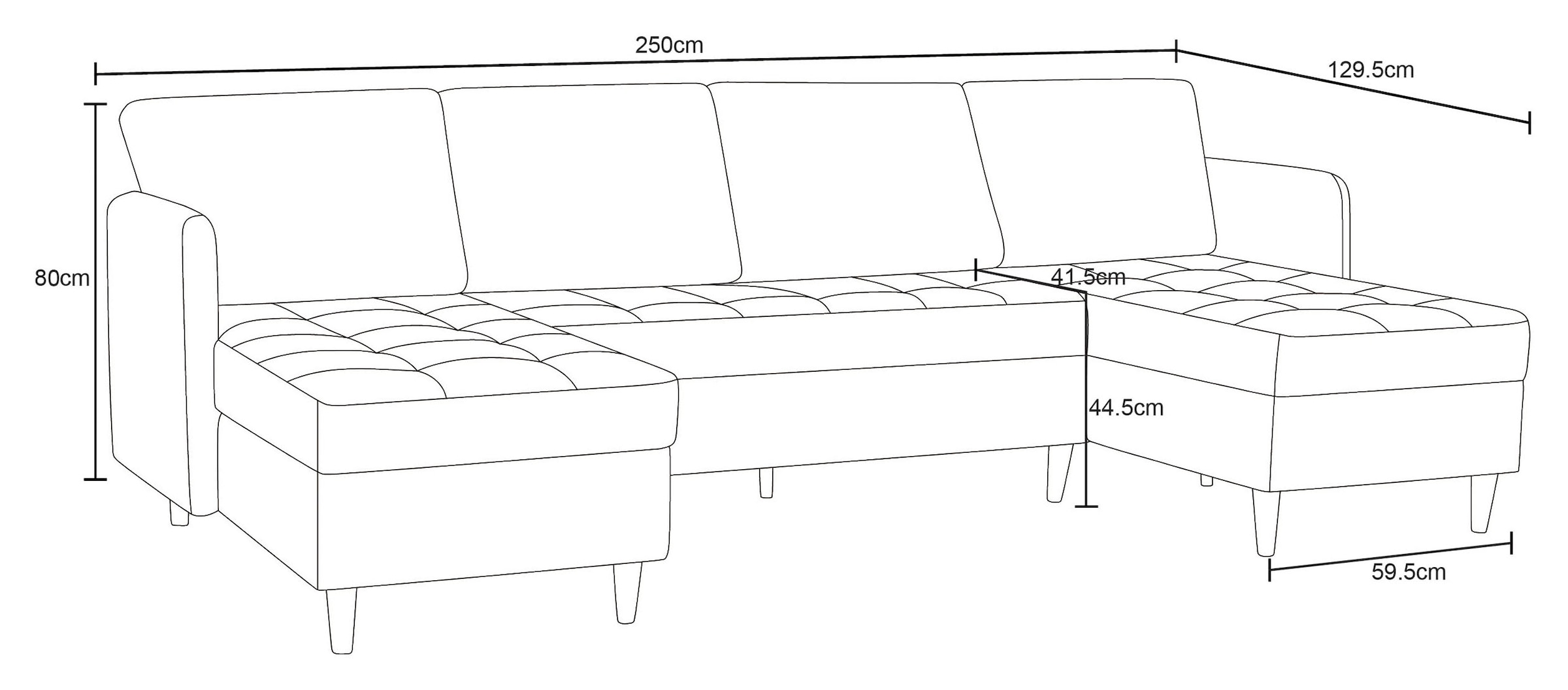 Dorel Home Wohnlandschaft »LINDHUS, Chenille, Modulsofa, verschiedene Stellvarianten« Breite als U-Form (254cm) mit Verbindern fixierbar, Recamiere,Stauraum