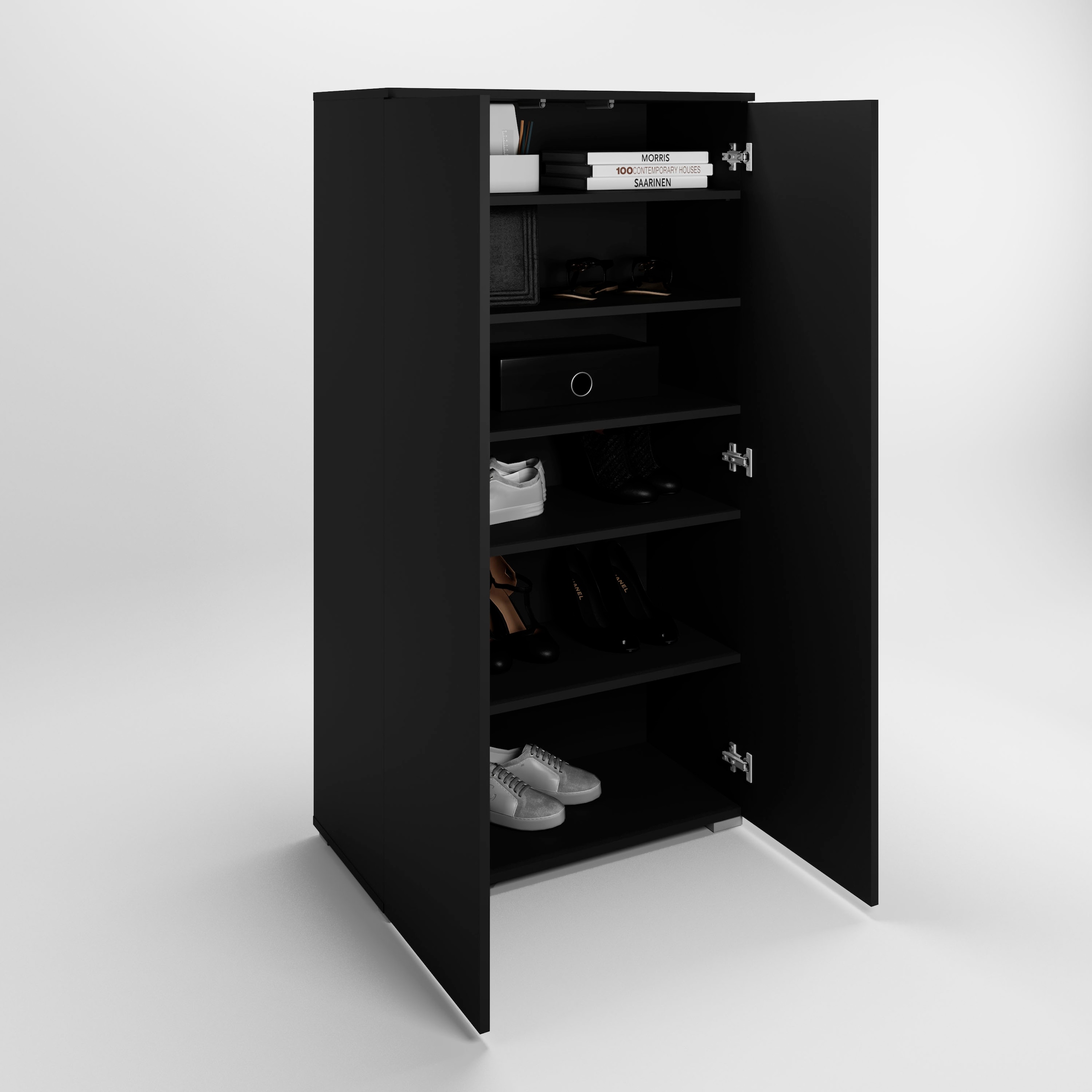 GOODproduct Armoire à chaussures »Paris« étagère à chaussures sans poignées, largeur 70 cm, avec 6 compartiments spacieux