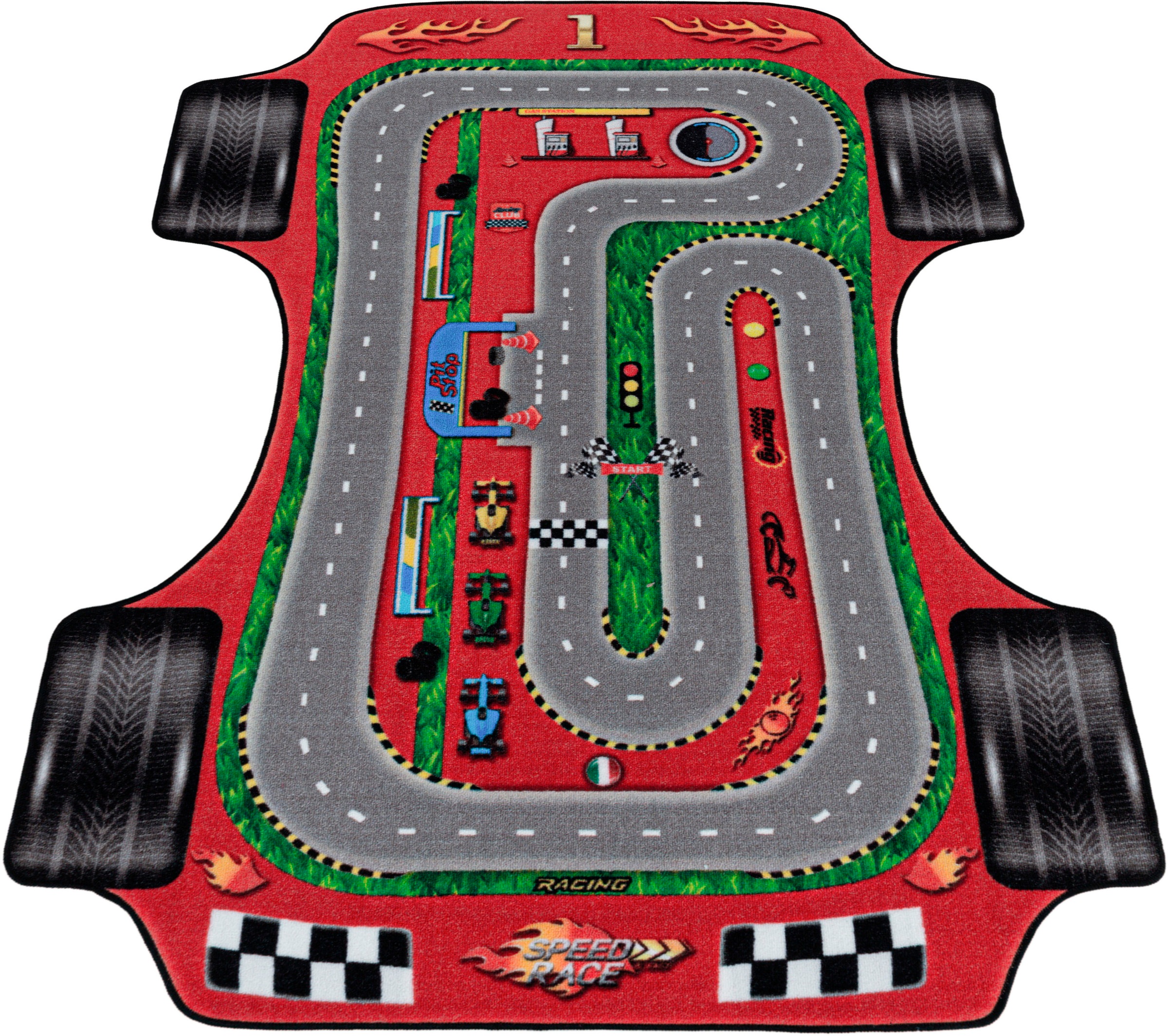 Image of Ayyildiz Teppiche Kinderteppich »PLAY«, rechteckig, 6 mm Höhe, robuster Kurzflor, Rennstrecke, Autos,Kinderzimmer bei Ackermann Versand Schweiz