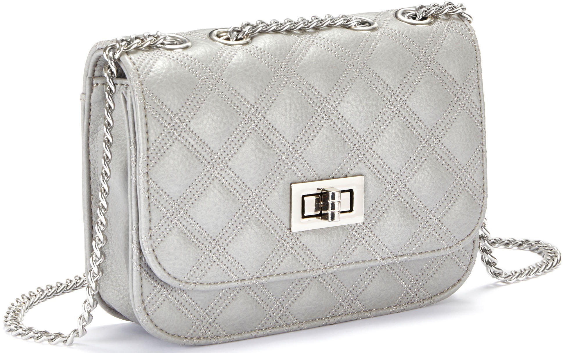 Lascana, Unisex, LASCANA »Minibag« Handtasche, Henkeltasche mit Kettenhenkel, Crossbody Bag VEGAN, hellgrau, B/H/T: 19cm x 14cm x 5cm, Kleine Tasche 