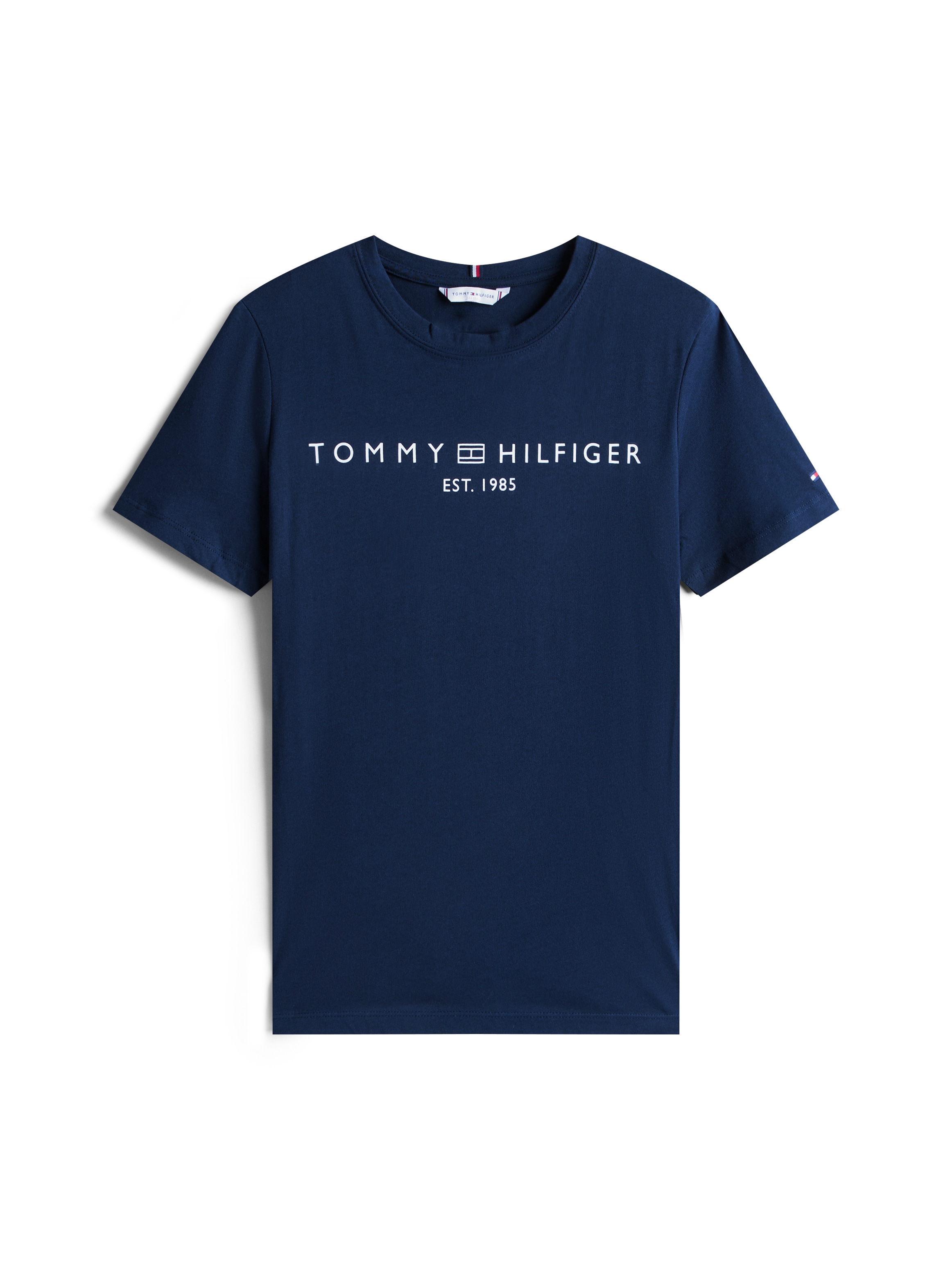 Tommy Hilfiger T-Shirt »REG CORP LOGO C-NK mit Logoschriftzug und Stickerei«, meliert, casual, regular fit, Baumwolle, Rundhals