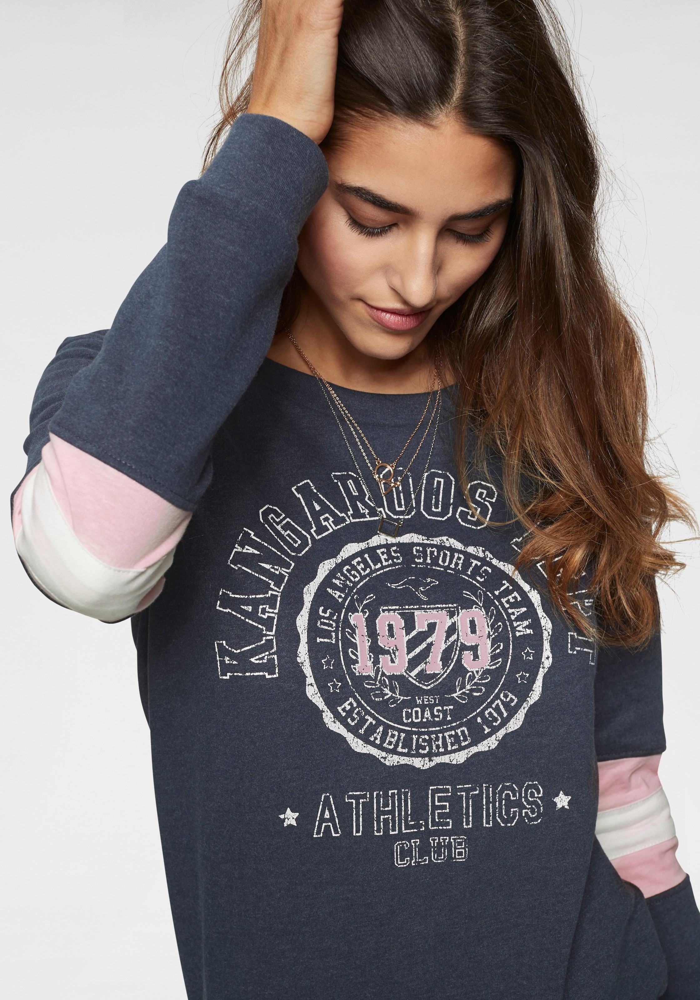 Sweatshirt, Kontrasteinsätzen mit KangaROOS Ärmel kaufen ♕ am sportlichen versandkostenfrei