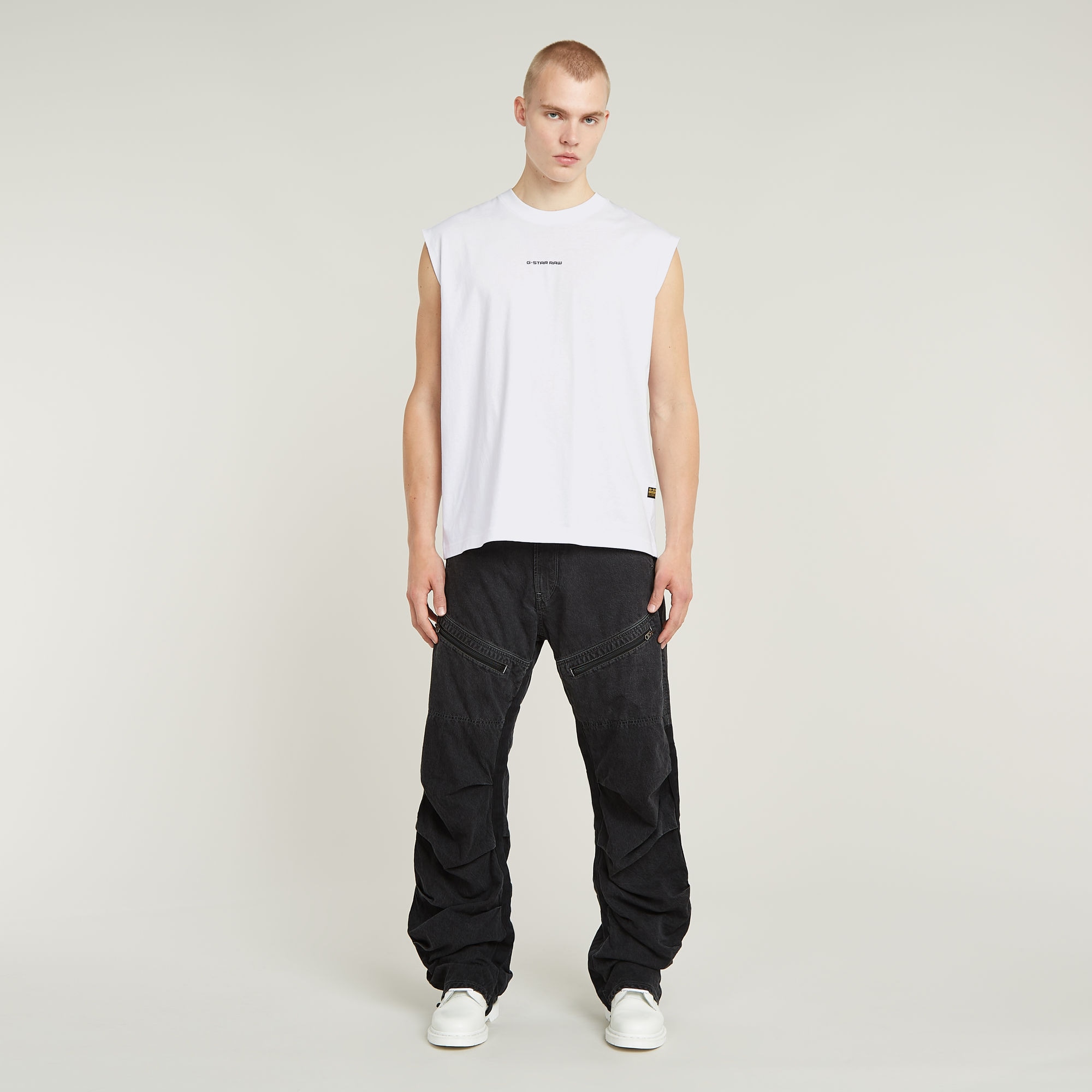 G-STAR Rundhalsshirt »Boxy« ärmellos, Logoschriftzug