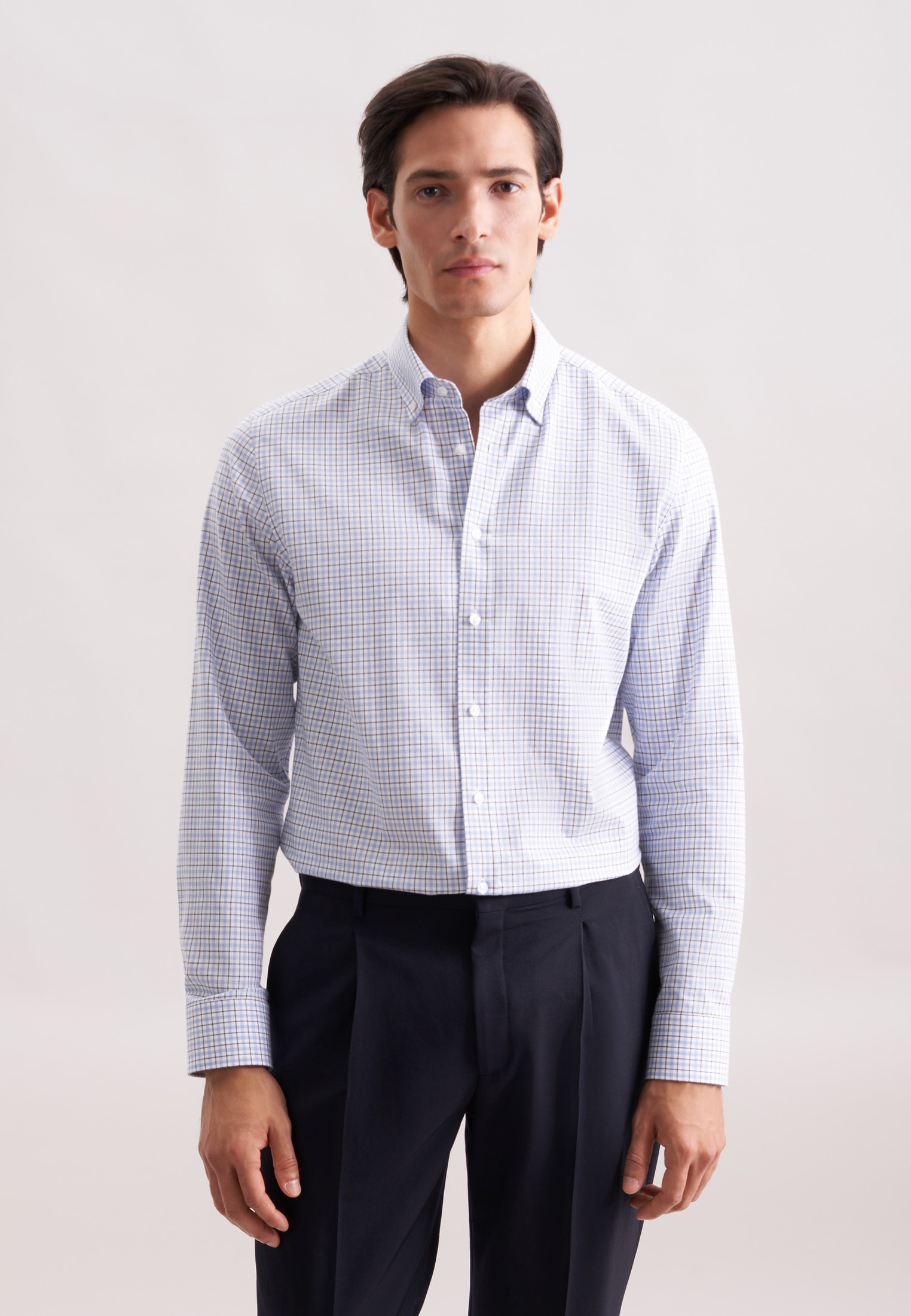Image of seidensticker Flanellhemd "Schwarze Rose" Shaped 1/1 Button-Down-Kragen Karo