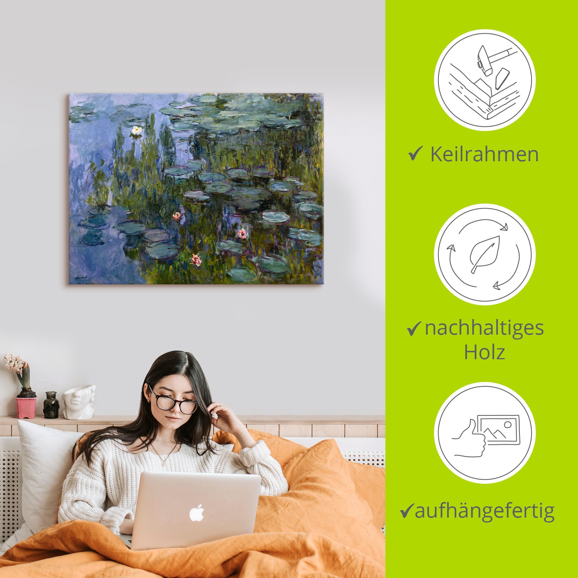 Artland Wandbild »Seerosen (Nympheas). 1918/1921.«, Blumen, (1 St.), als Leinwandbild, Poster, Wandaufkleber in verschied. Grössen