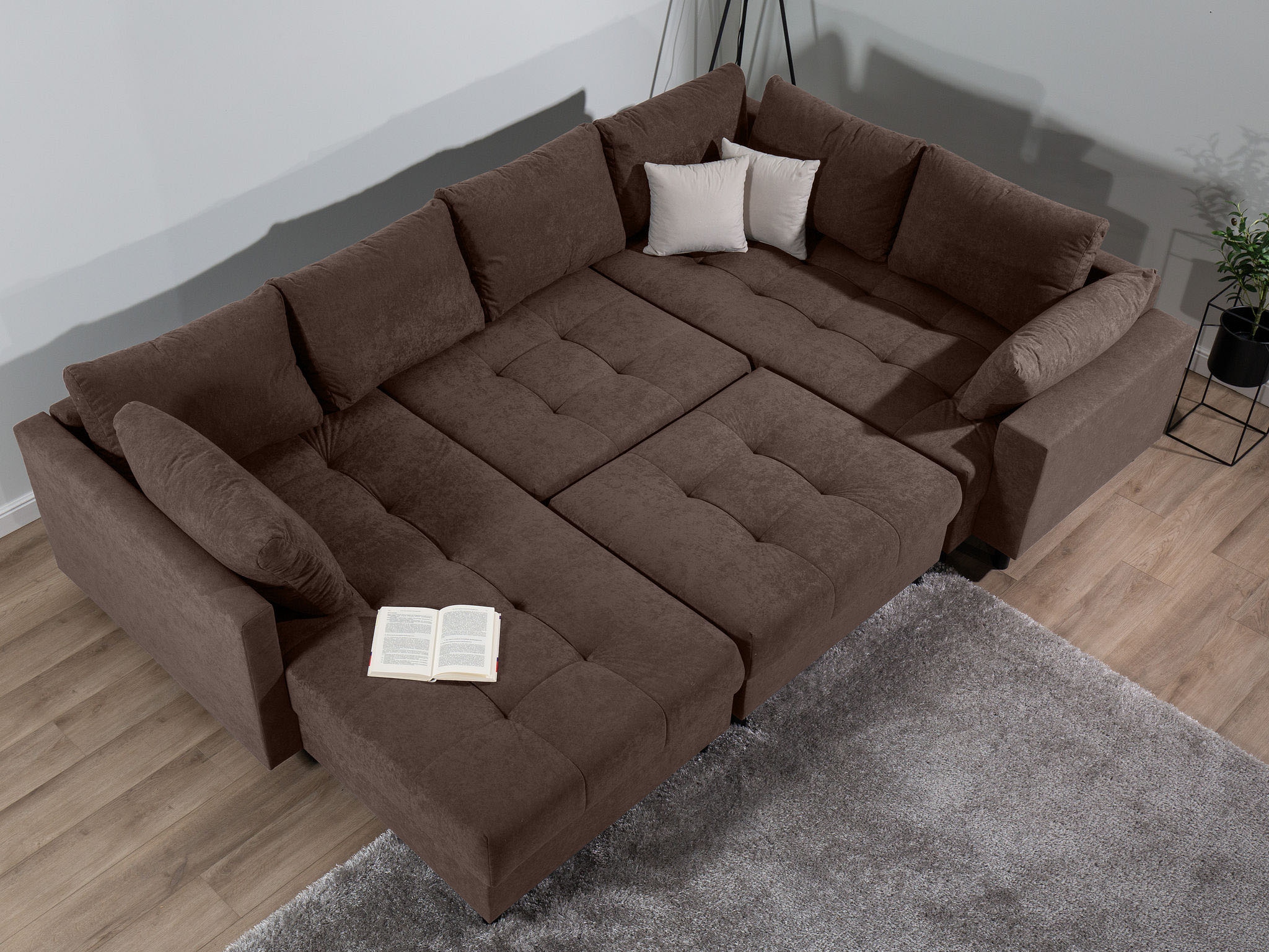 COLLECTION AB Paysage de salon »Toni U-Form, B: 298 cm« Set: Sofa & Hocker, 2 Zierkissen, Federkern