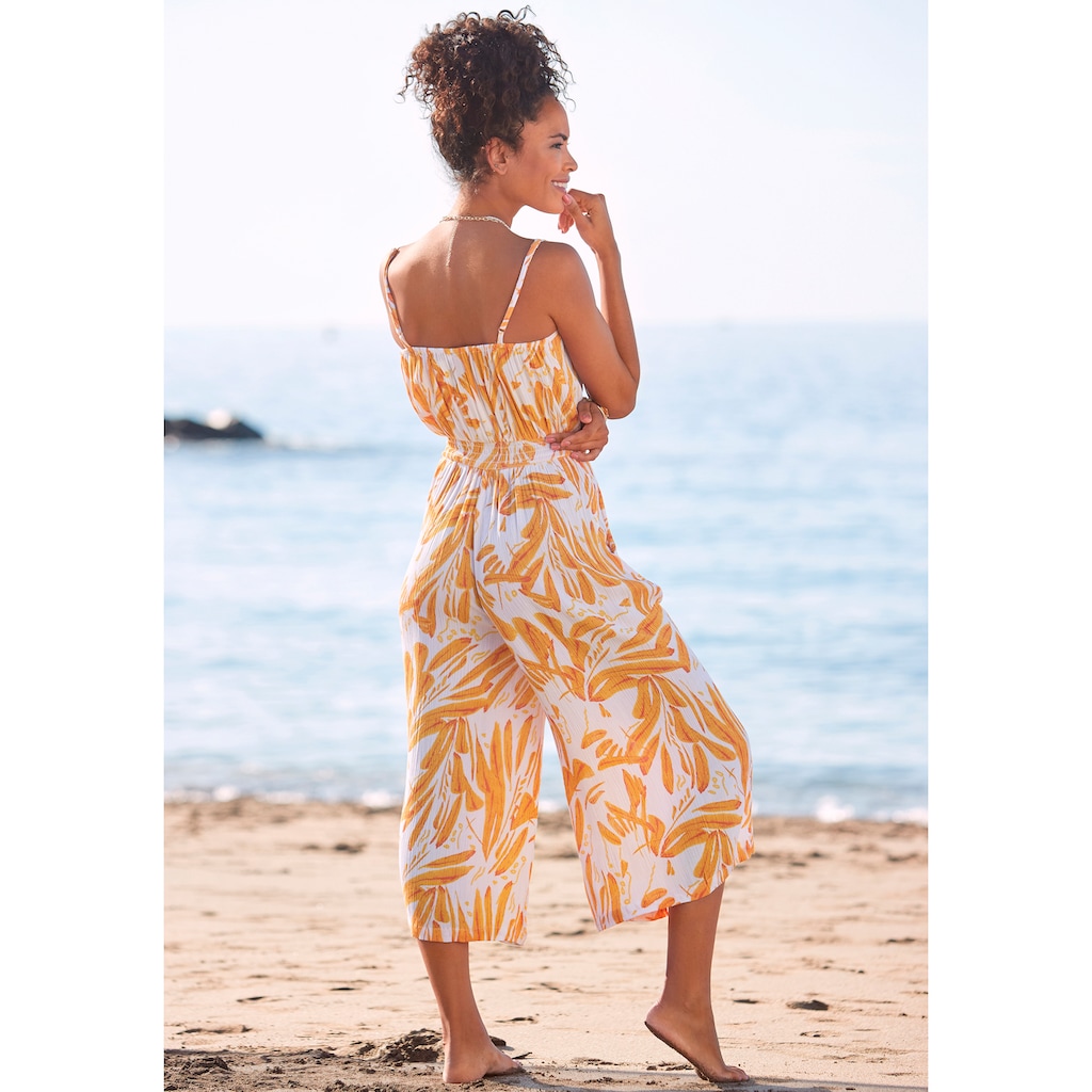 s.Oliver Culotte-Overall, mit Alloverdruck, sommerlicher Jumpsuit mit extraweitem Bein