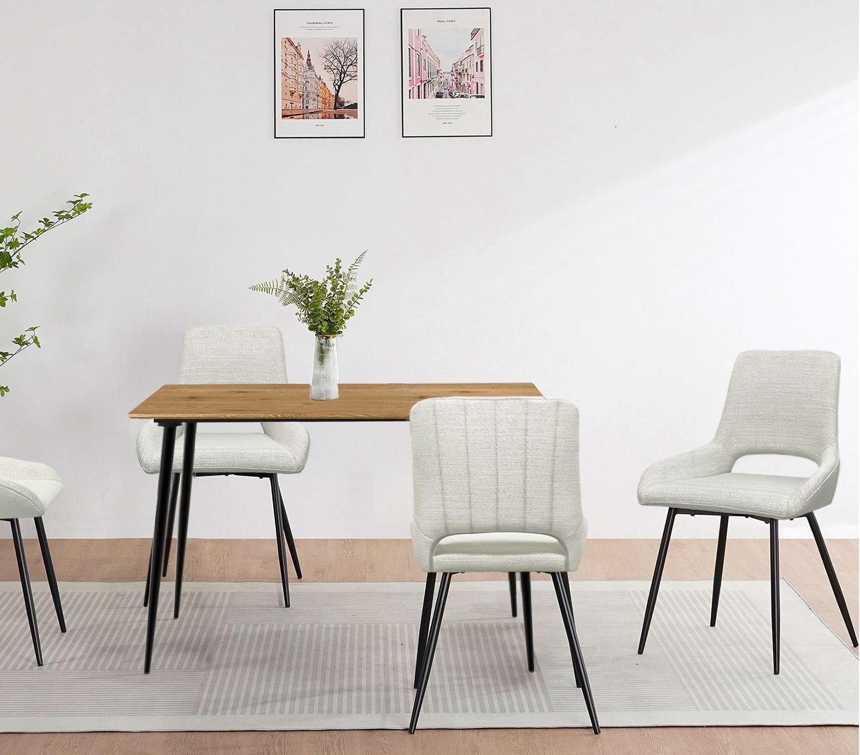 GOODproduct Table de salle à manger »Danny« avec pieds métalliques laqués poudre, Ø 38 mm