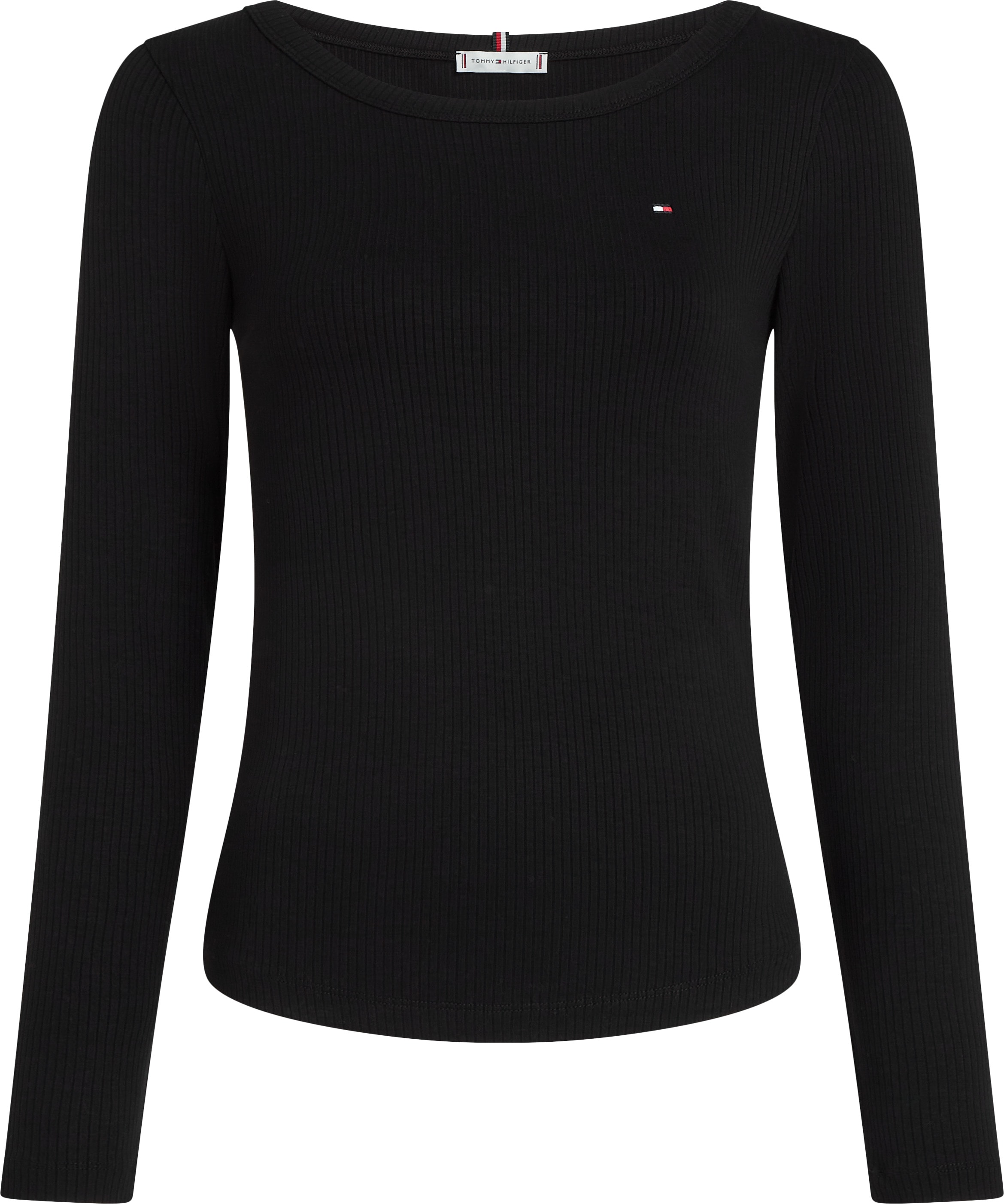 TOMMY HILFIGER Curve Langarmshirt »Shirt CRV SLIM 5X2 RIB O«, in Grossen Grössen, mit Logostickerei