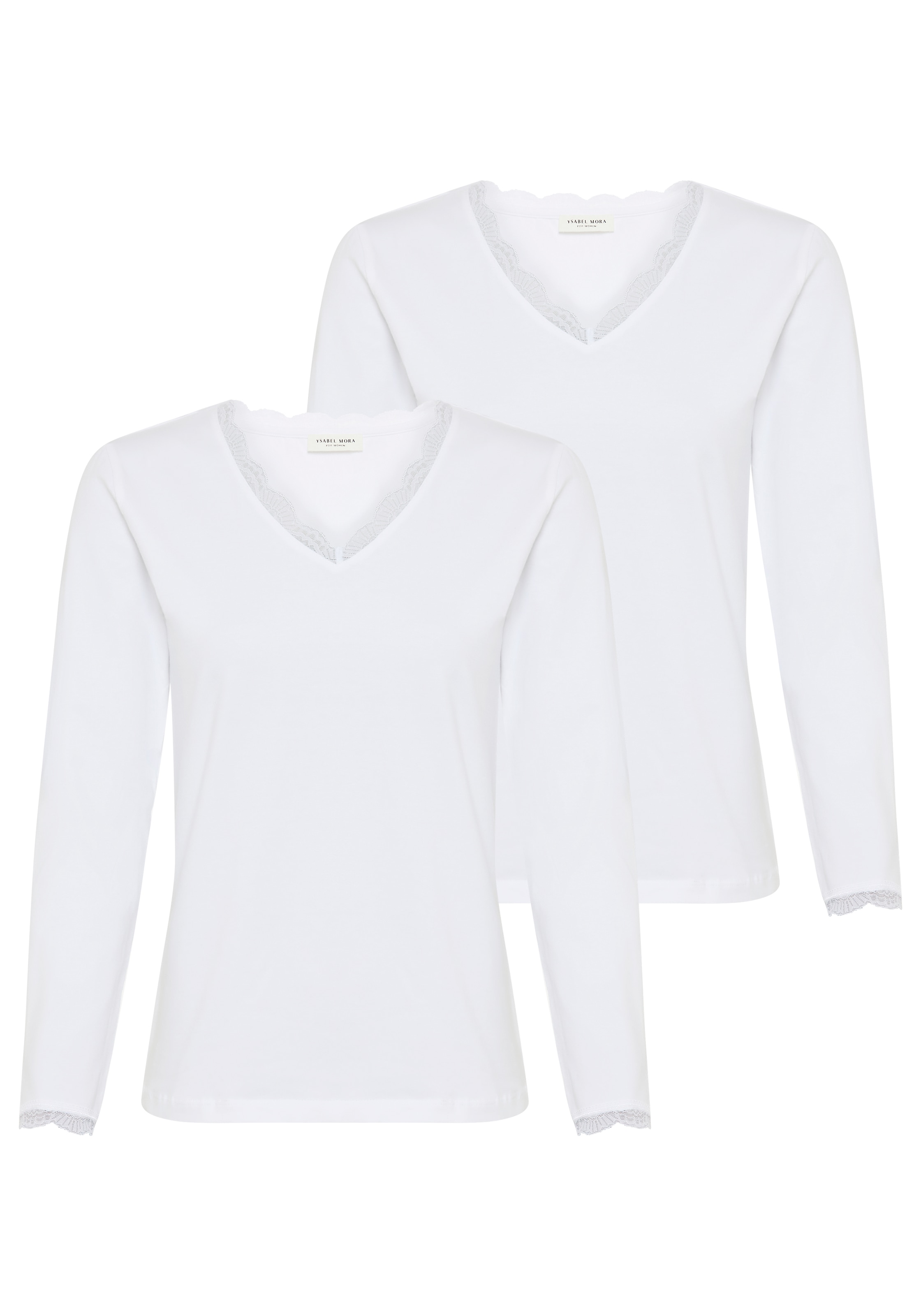 Image of YSABEL MORA Langarmshirt "BASIC COLLECTION COTTON WITH LACE" 2er Pack, das perfekte Basic-Longsleeve für jeden Tag