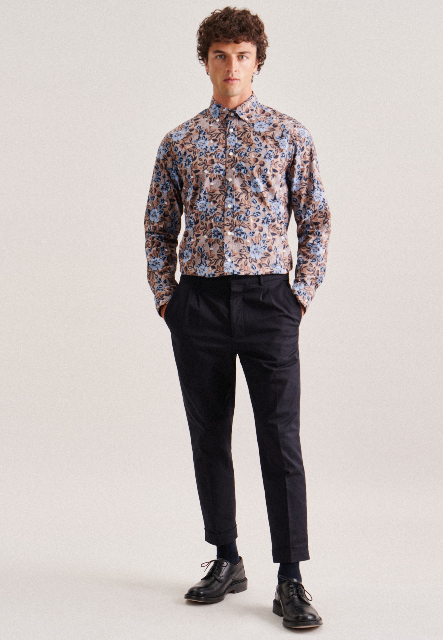 seidensticker Businesshemd »Regular«, Regular Langarm Button-Down-Kragen Druck