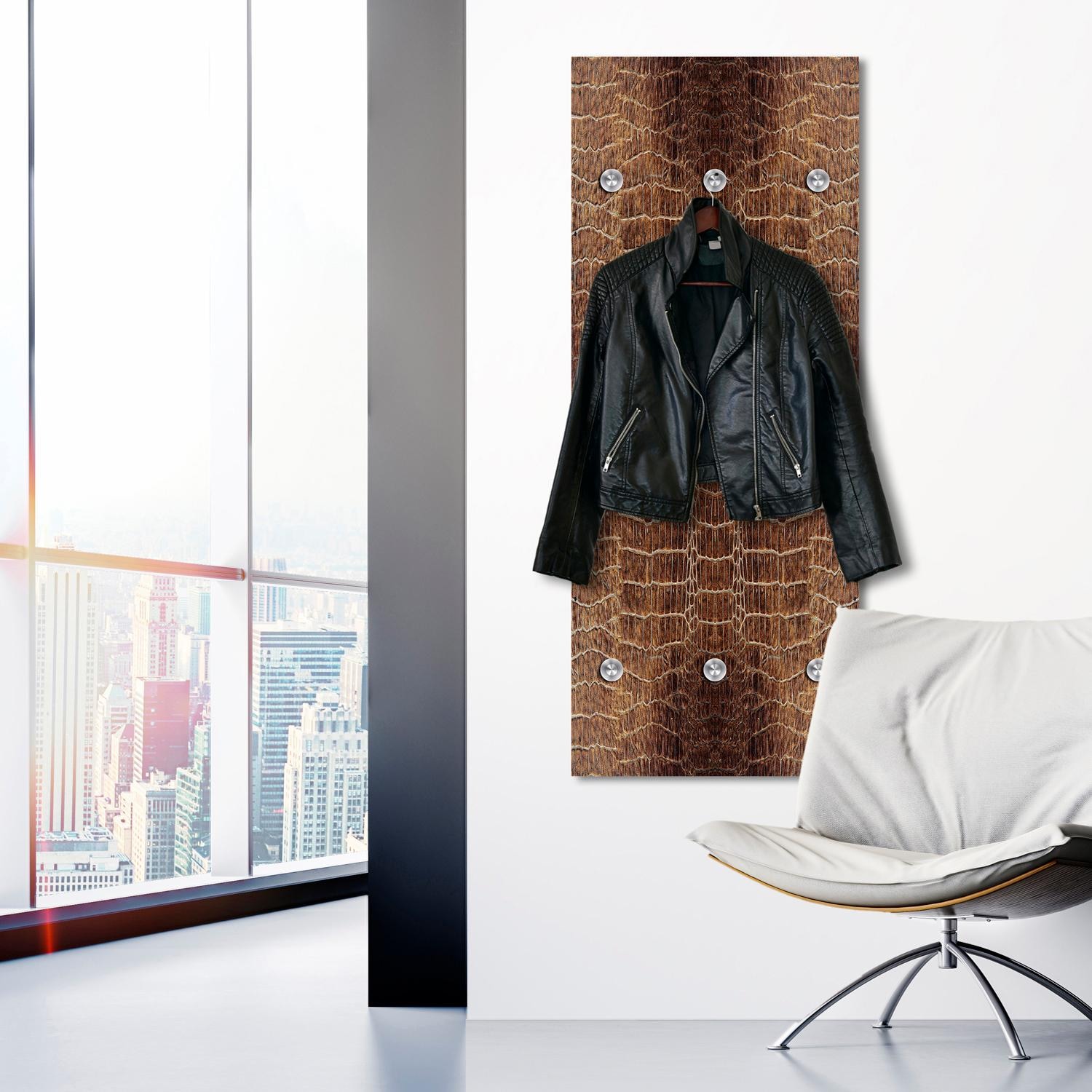 queence Garderobenleiste »Lederoptik« mit 6 Haken, 50 x 120 cm