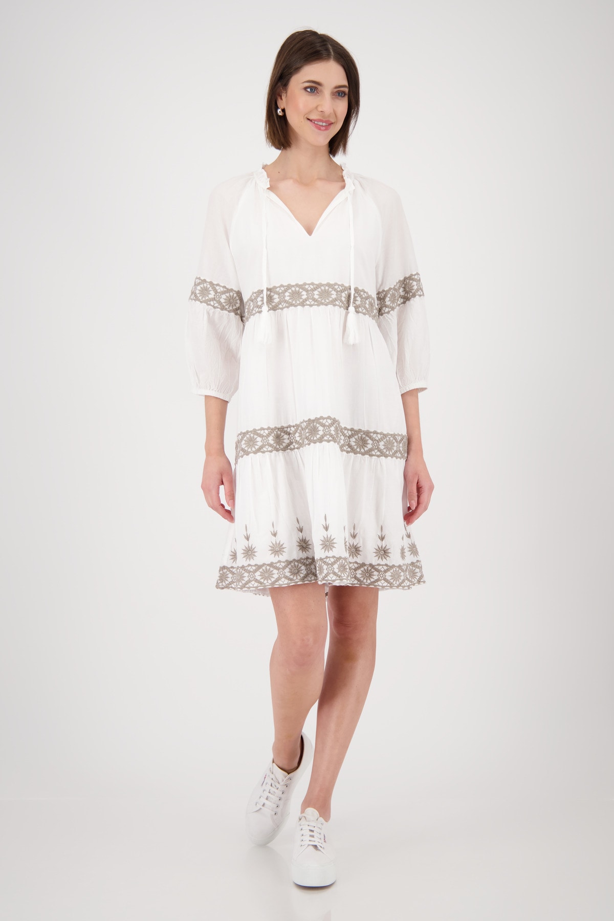Monari Midikleid »Kleid Stickerei«, Mit Rundhalsausschnitt