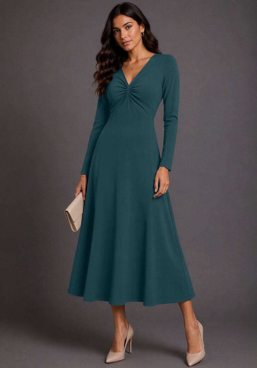 Image of Laura Scott Abendkleid aus weicher Stretchware, figurbetonte Passform, wadenlang