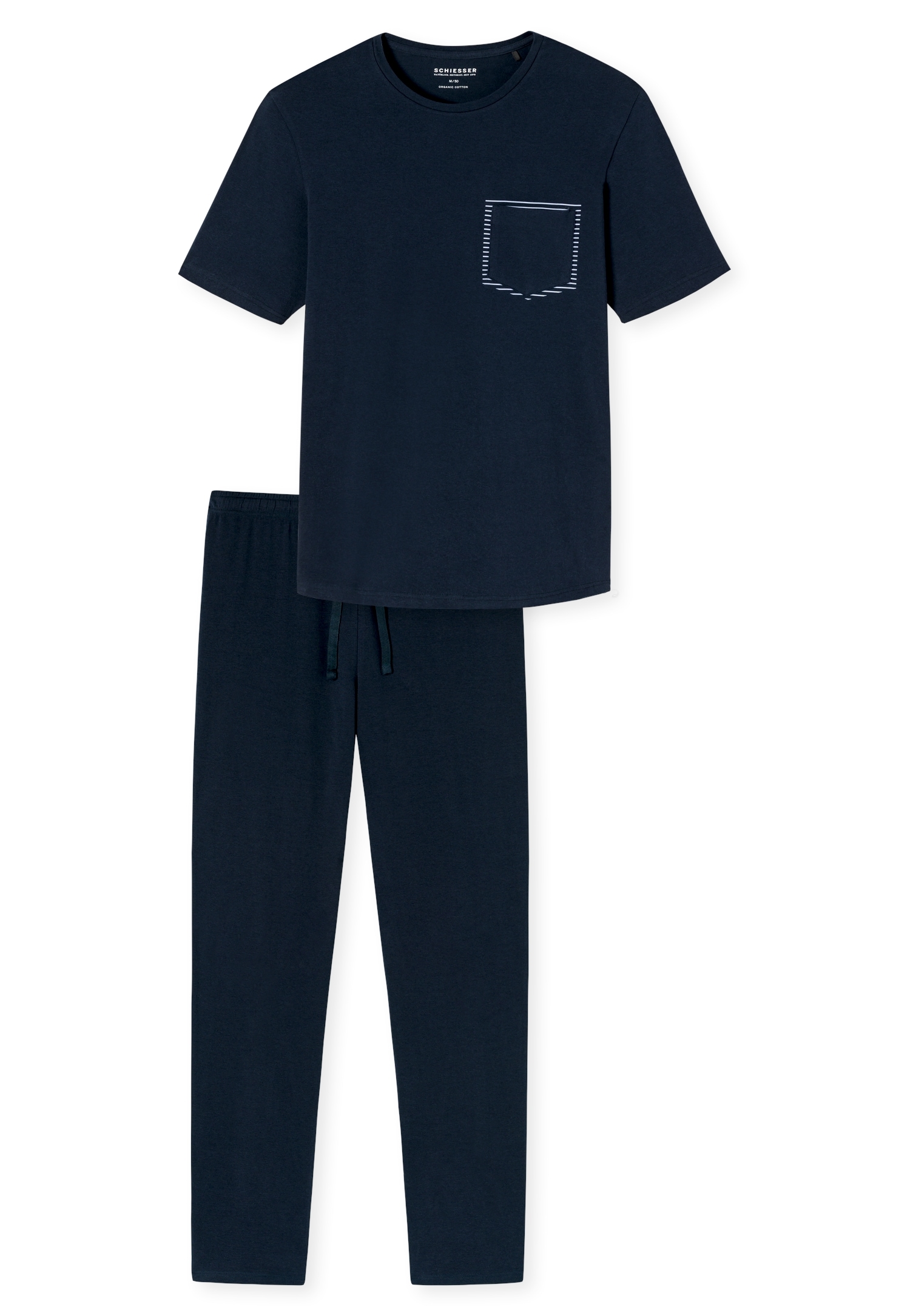 Schiesser Schlafanzug »"95/5"«, (2 tlg.), unifarbenes T-Shirt mit Rundhalsausschnitt
