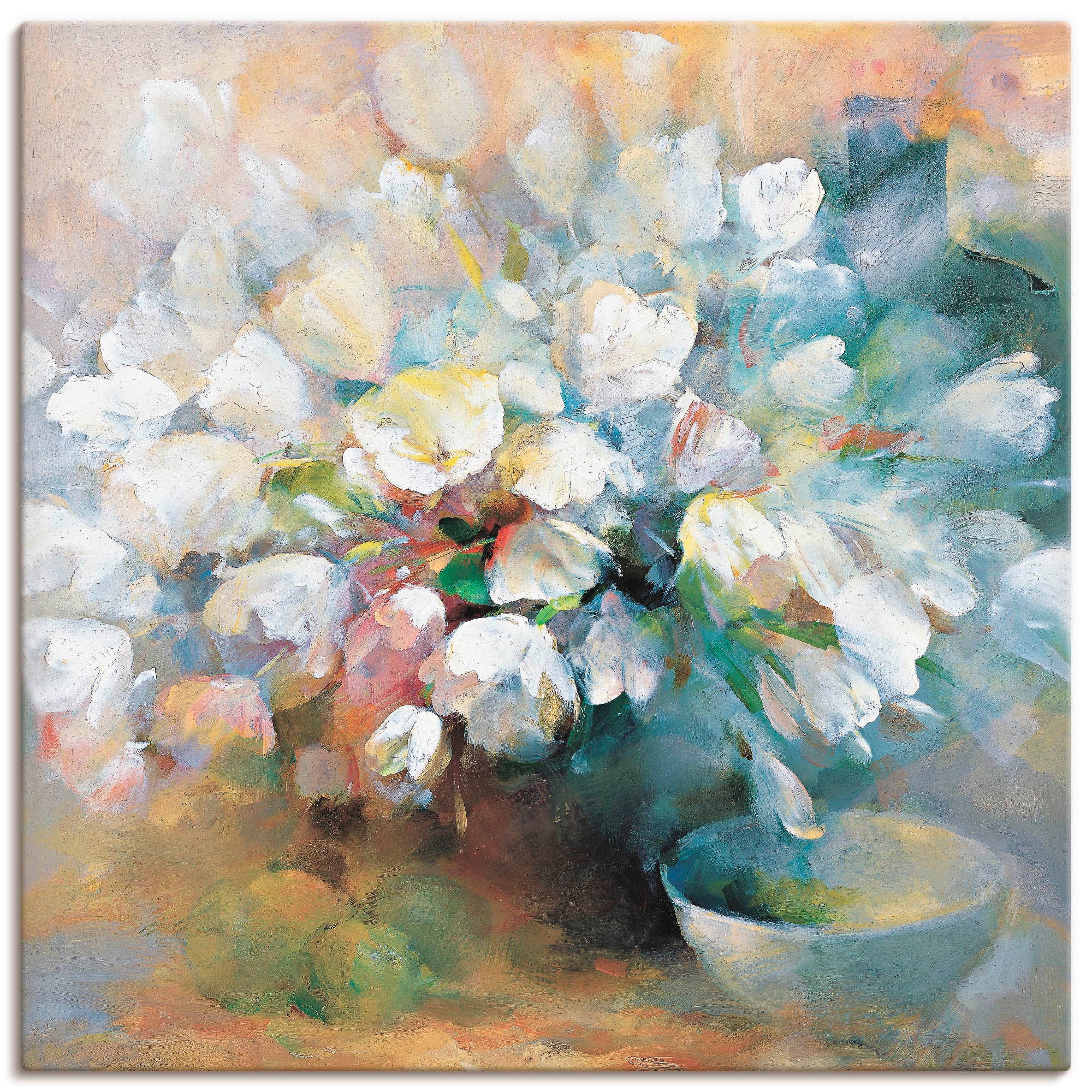 Image of Artland Leinwandbild "Strahlend weisse Tulpen I" Blumen 1 Stk. tlg. auf Holzrahmen gespannt