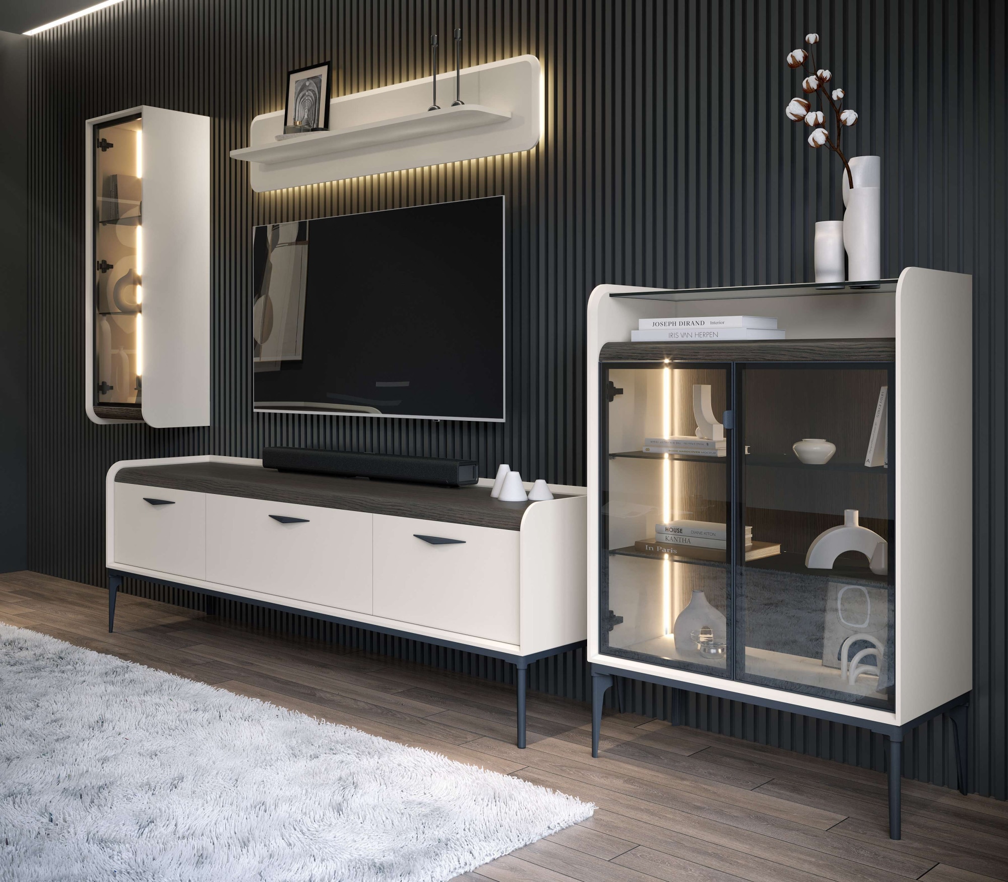 GOODproduct Hängevitrine »Soffy Wandschrank, Schwebendes Design für modernen Wohnraum« UV lackiert, Soft Close Funktion, Wandmontage, Metallgriff