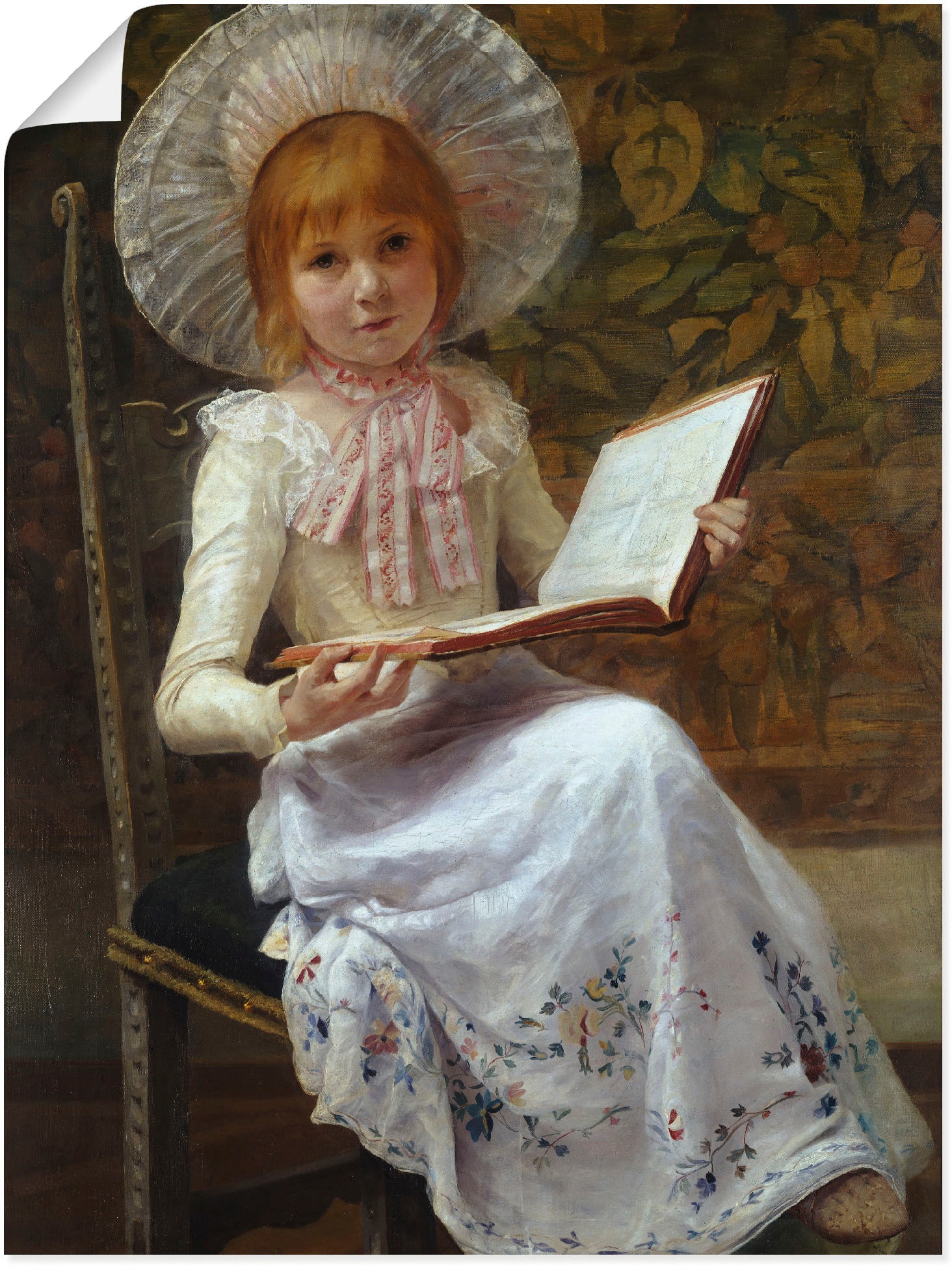 Image of Artland Wandbild »Tochter Ida mit Bilderbuch.«, Kind, (1 St.), in vielen Grössen & Produktarten -Leinwandbild, Poster, Wandaufkleber / Wandtattoo auch für Badezimmer geeignet bei Ackermann Versand Schweiz