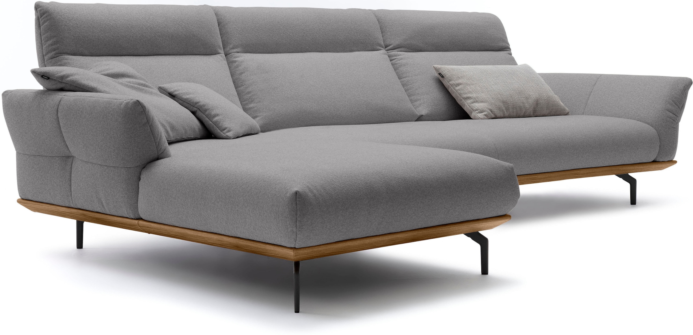 Creation BY ROLF BENZ Canapé d'angle »CR.460 Designsofa mit erstklassigem Sitzkomfort« socle en noyer, pieds d’angle en gris ombre, largeur 338 cm