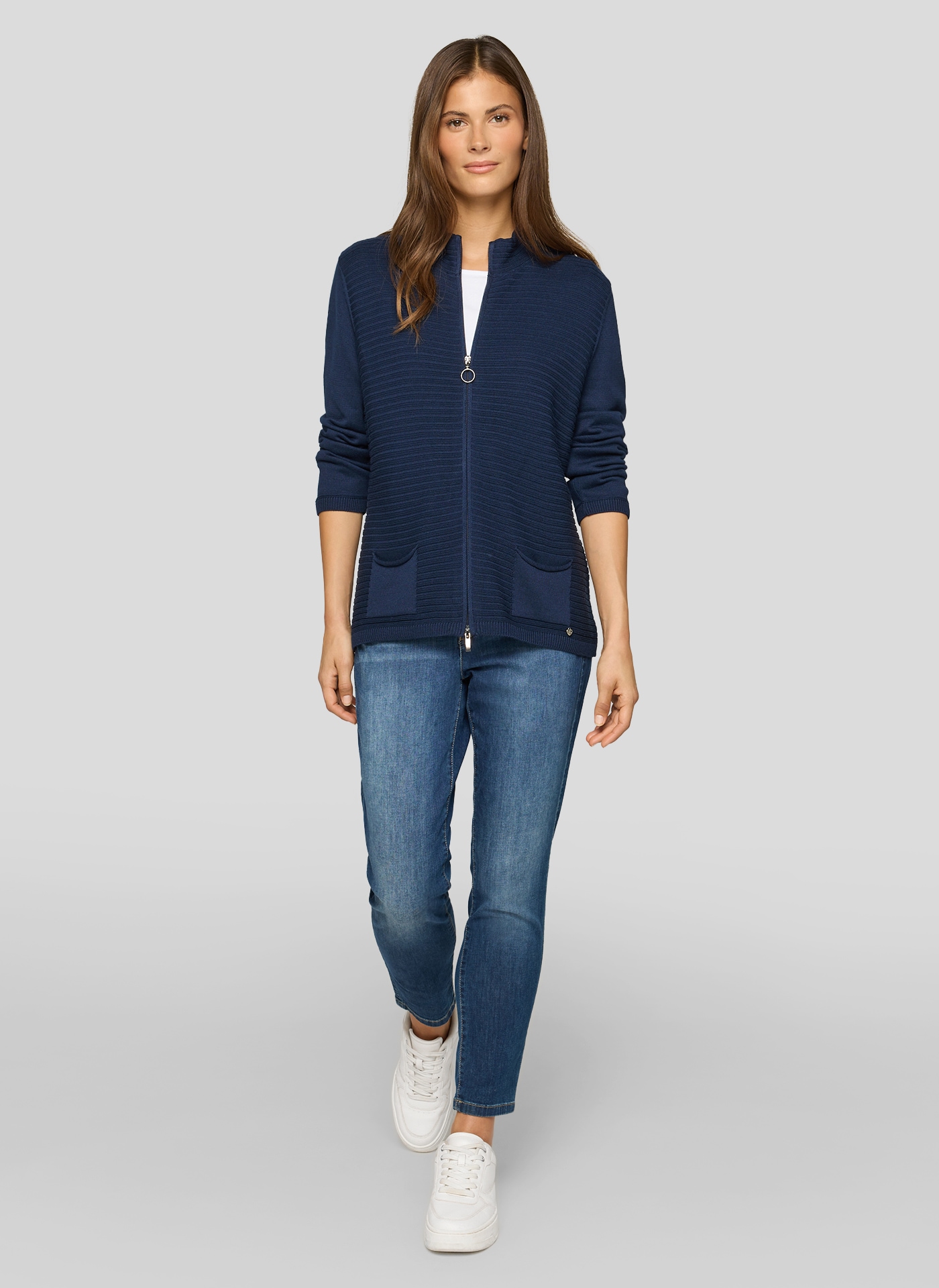 Rabe Veste en tricot mit Reissverschluss und Stehkragen