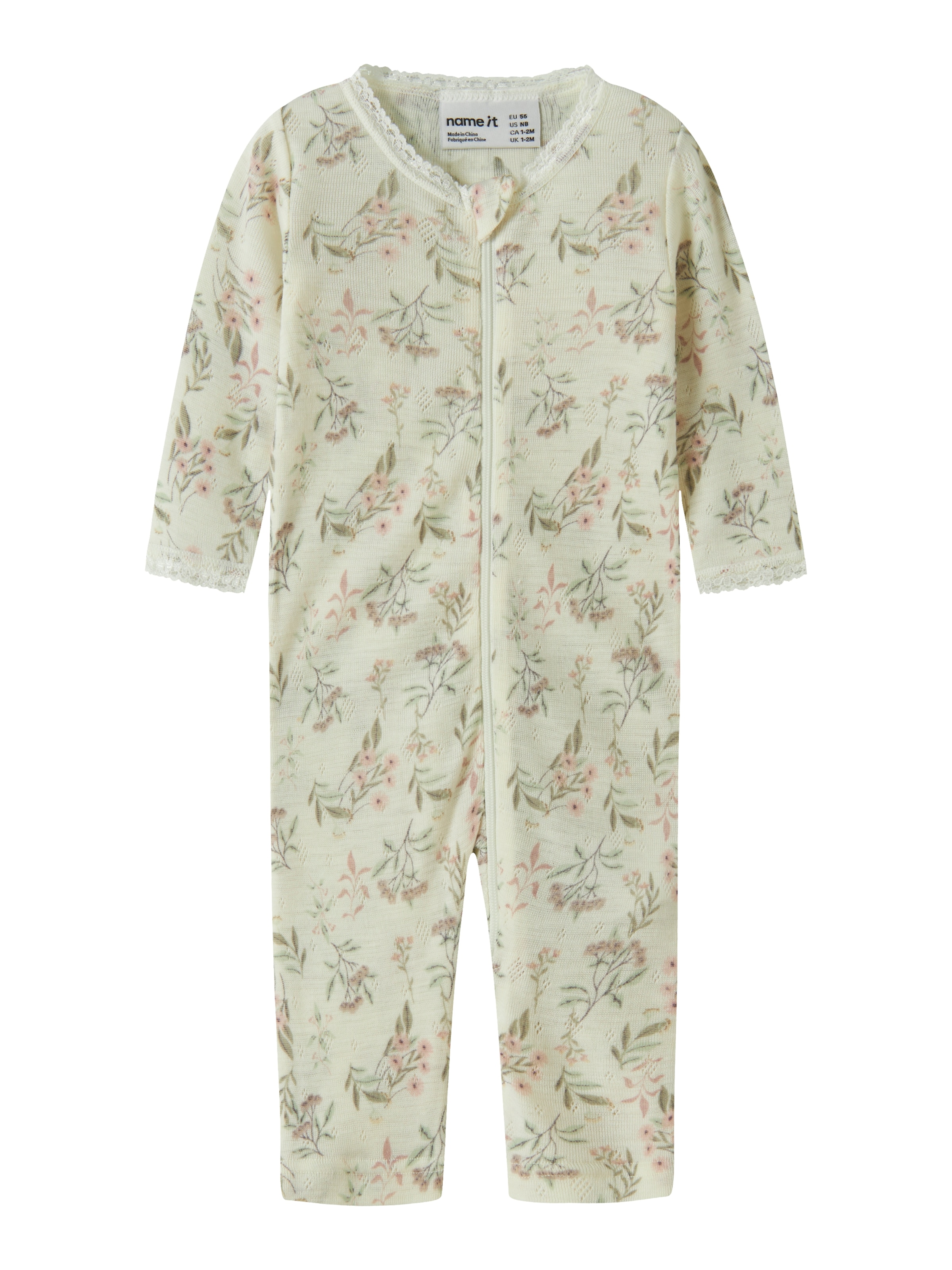 Image of Name It Schlafanzug "NBFWANG WOOL NEEDLE NIGHTSUIT NOOS" für Babys, aus Wolle in Strickqualität, Regular Fit