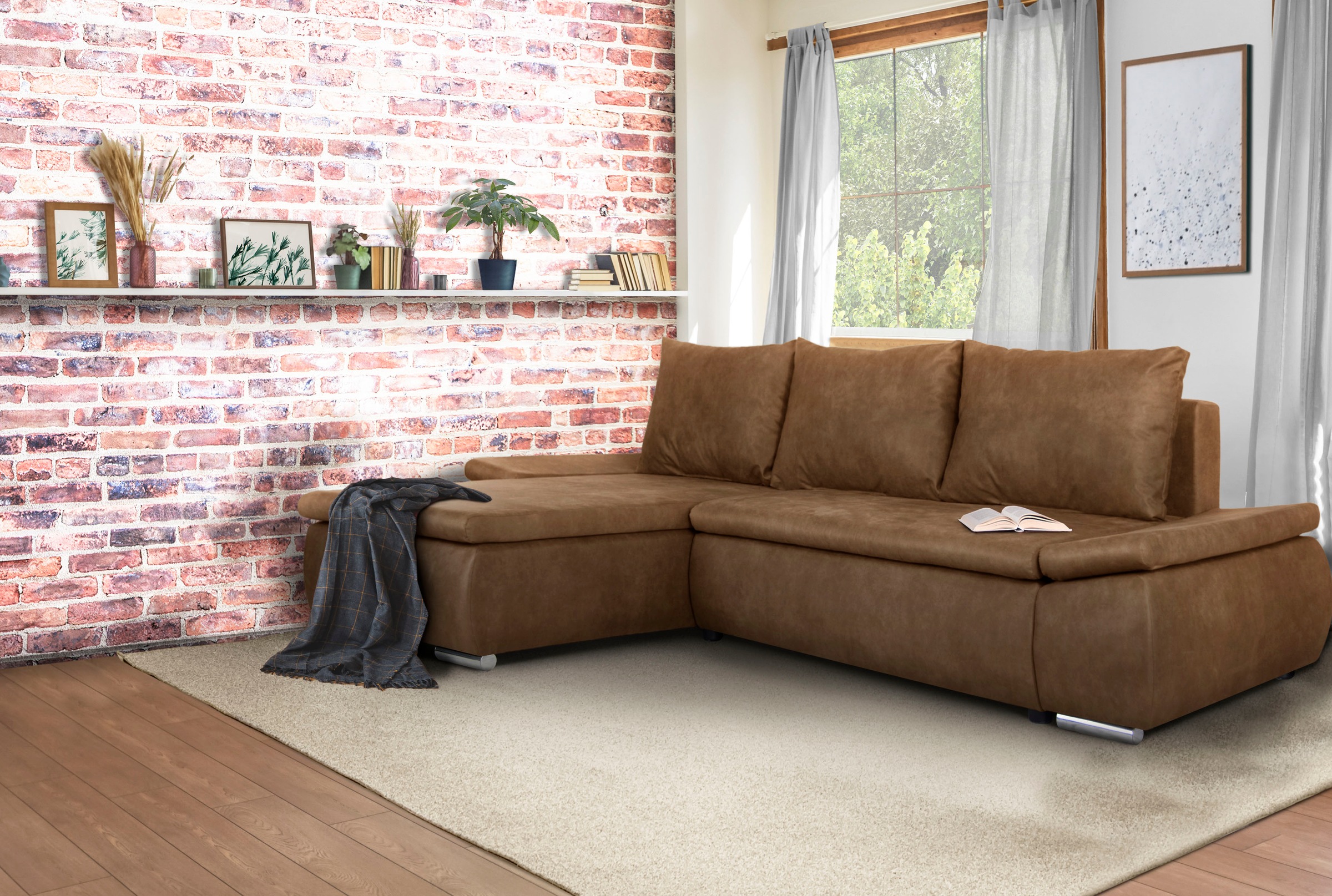 Image of Home affaire Ecksofa »Acra«, mit Bettfunktion und Bettkasten, in Mattenoptik bei Ackermann Versand Schweiz