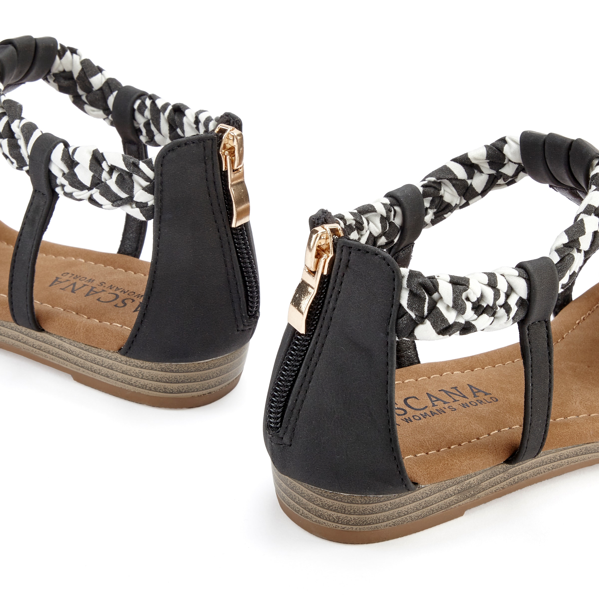 LASCANA Sandale »Sommerschuh, Sandalette,«, mit Verzierung und kleinem Keilabsatz im Festival-Look VEGAN