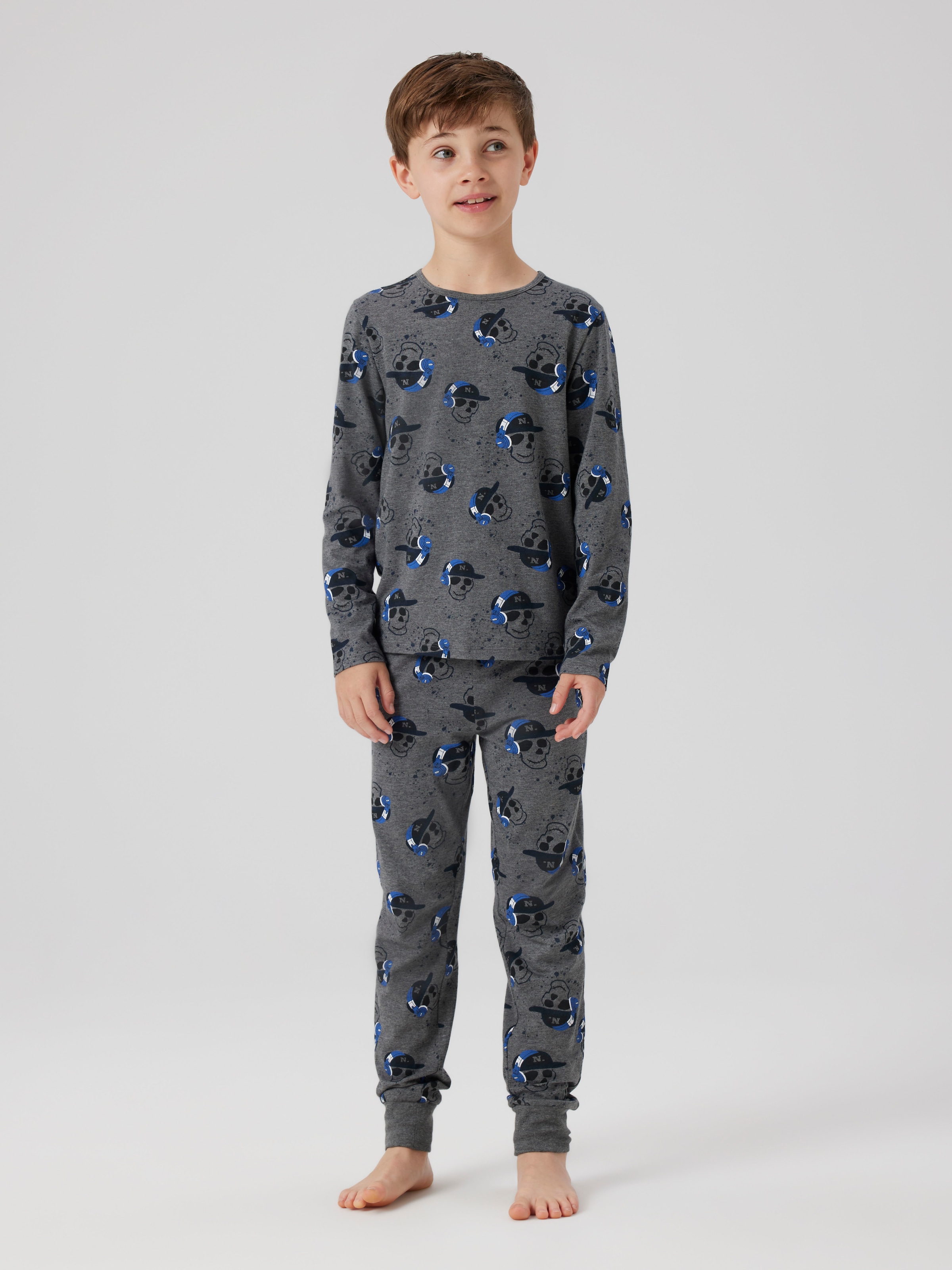 Image of Name It Pyjama "NKMNIGHTSET DARK GREY MEL SKULL NOOS" Set, 2 tlg.