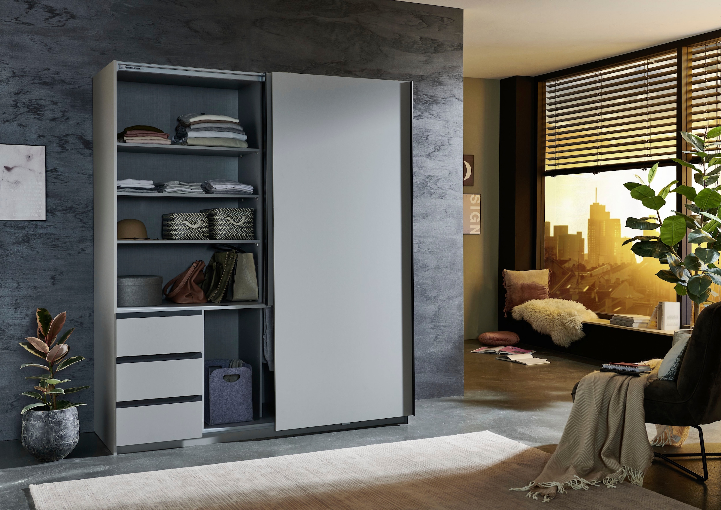 Wimex Schwebetürenschrank »Stade, B: 168cm, inkl. Spiegel und von aussen bedienbaren Schubladen« erhältlich in verschiedenen Farben