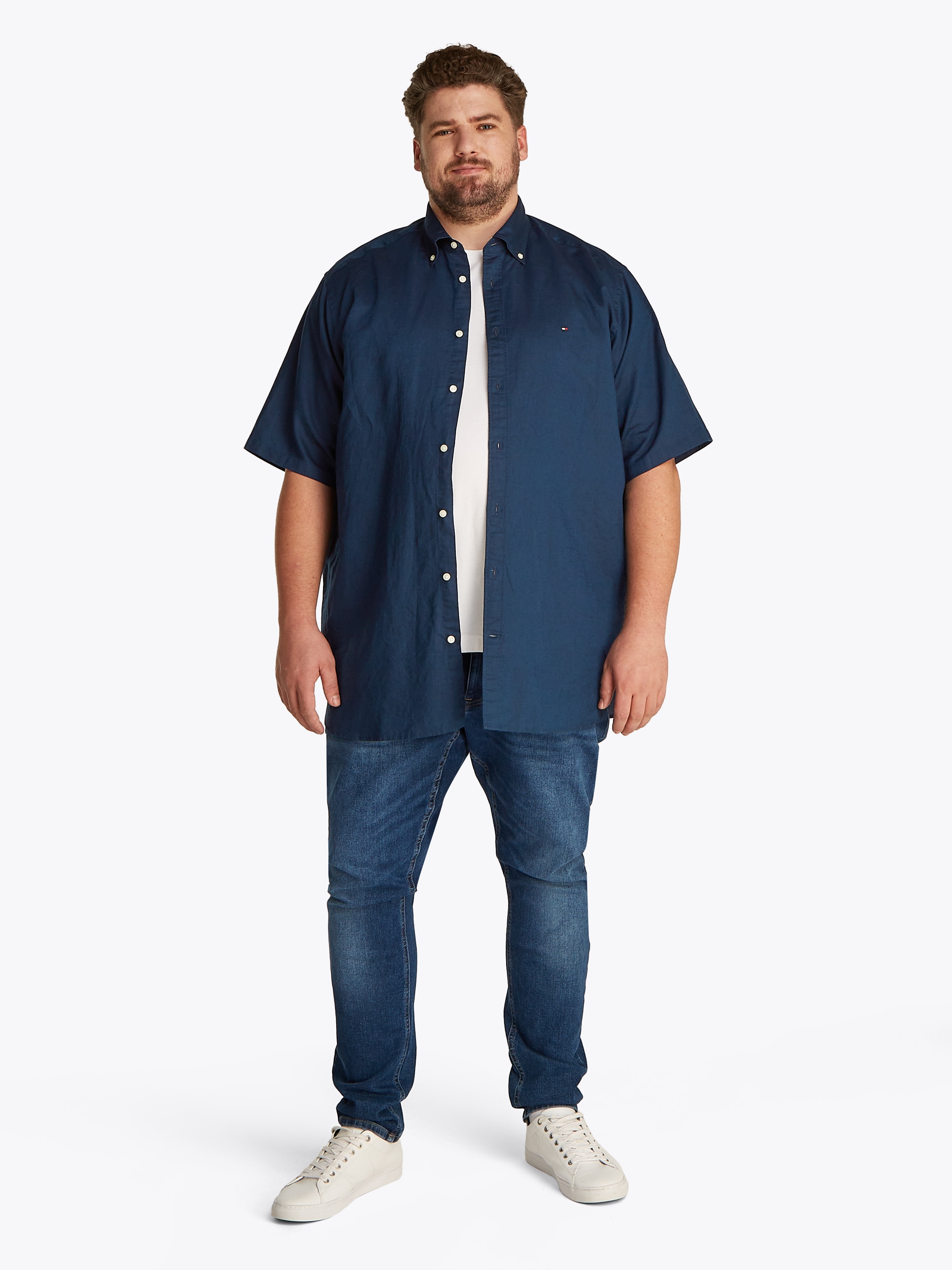 Tommy Hilfiger Big & Tall Kurzarmhemd »BT-LINEN BLEND SOLID«